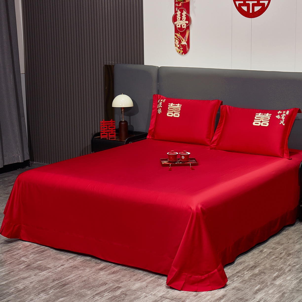 91家纺网 家纺一手货源 找家纺 （总）浩情国际婚庆供货中心 2026新款100%全棉长绒棉纯棉婚庆四件套结婚刺绣六件套多件套长期供货