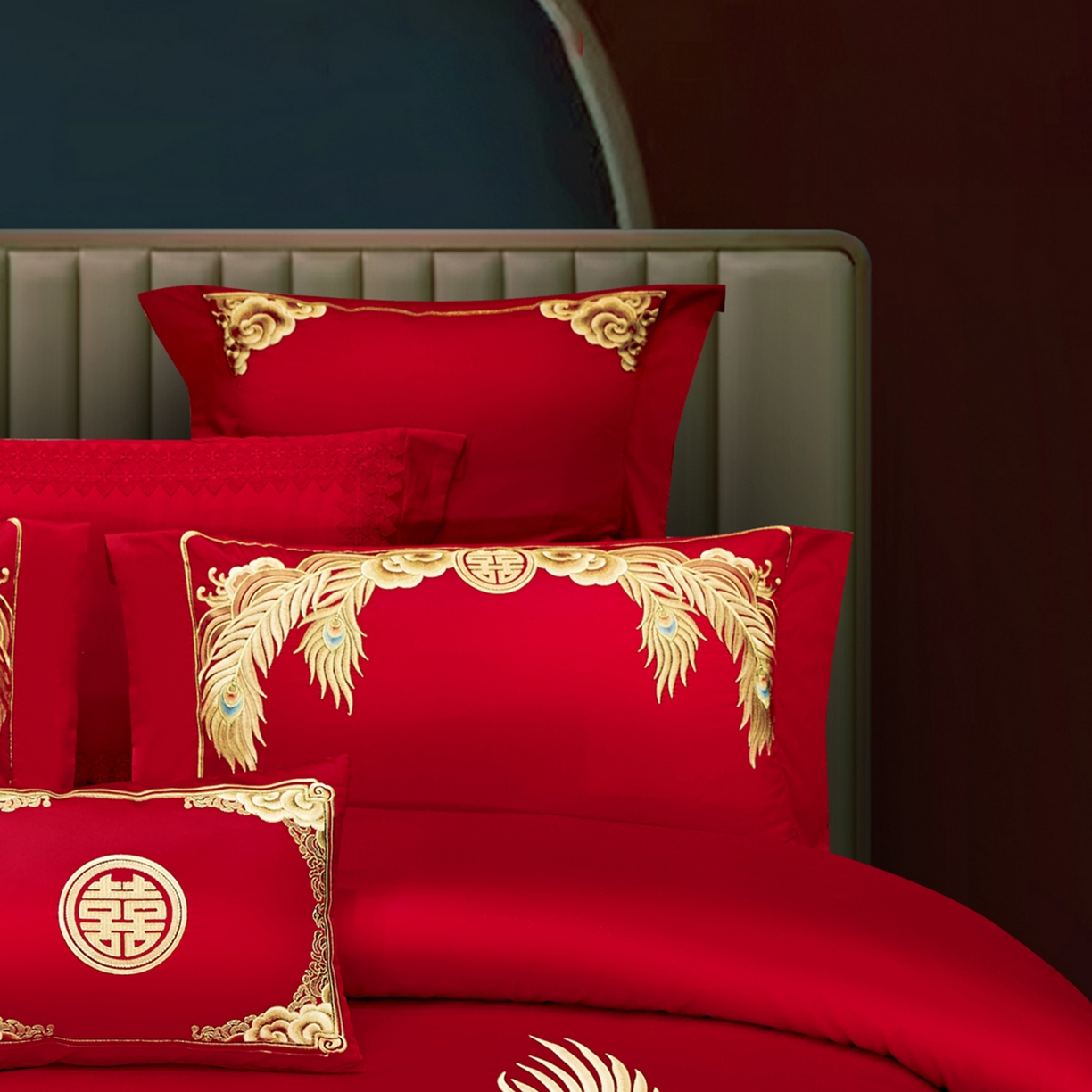 91家纺网 家纺一手货源 找家纺 浩情国际婚庆供货中心 2026新款100%全棉长绒棉纯棉婚庆四件套结婚刺绣六件套多件套长期供货 龙祥凤瑞