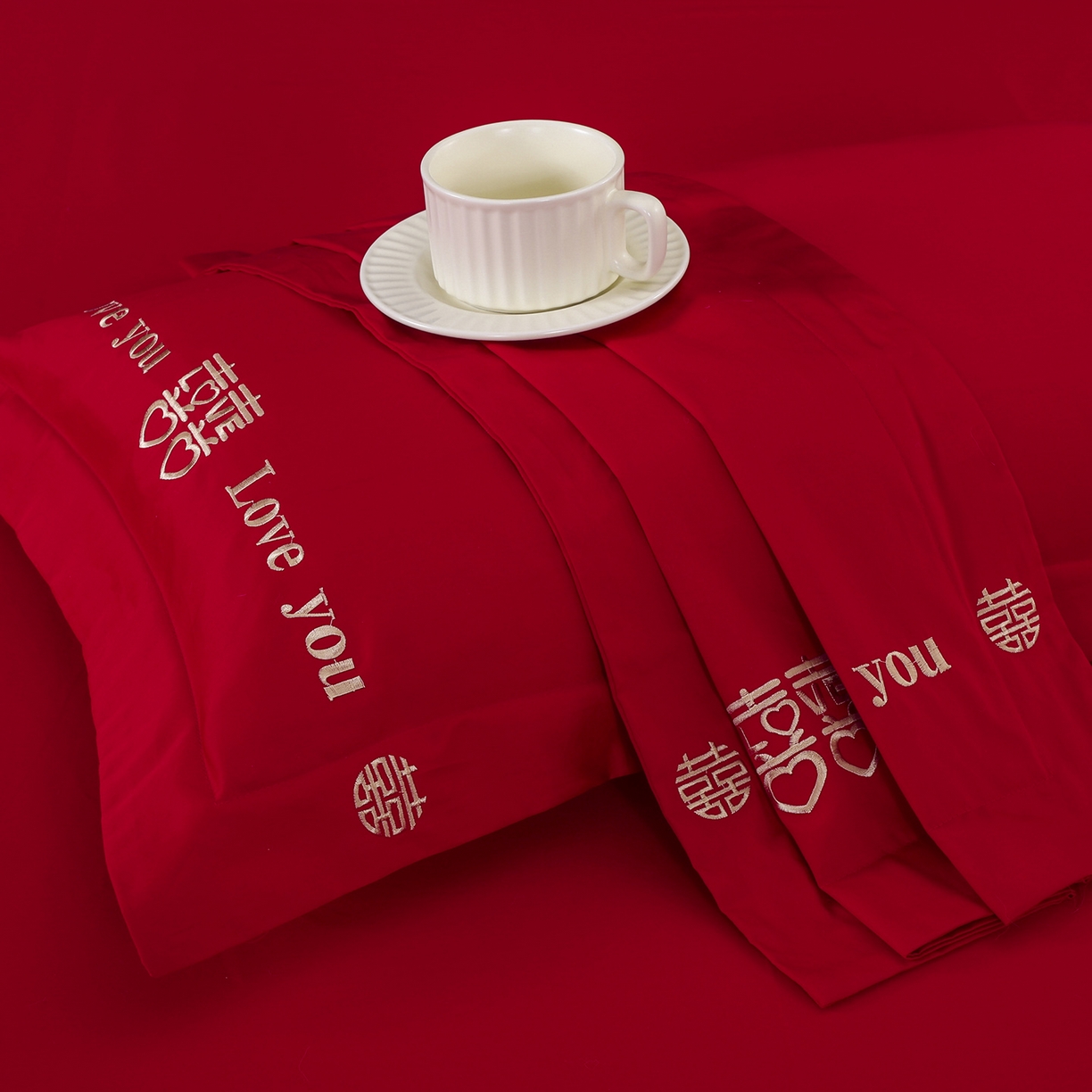 91家纺网 家纺一手货源 找家纺 浩情国际婚庆供货中心 2026新款100%全棉长绒棉纯棉婚庆四件套结婚刺绣六件套多件套长期供货 一生一世