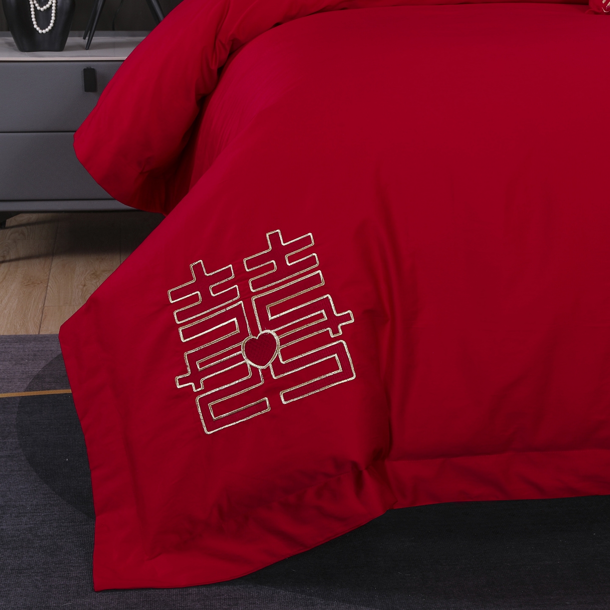 91家纺网 家纺一手货源 找家纺 浩情国际婚庆供货中心 2026新款100%全棉长绒棉纯棉婚庆四件套结婚刺绣六件套多件套长期供货 吾家有喜