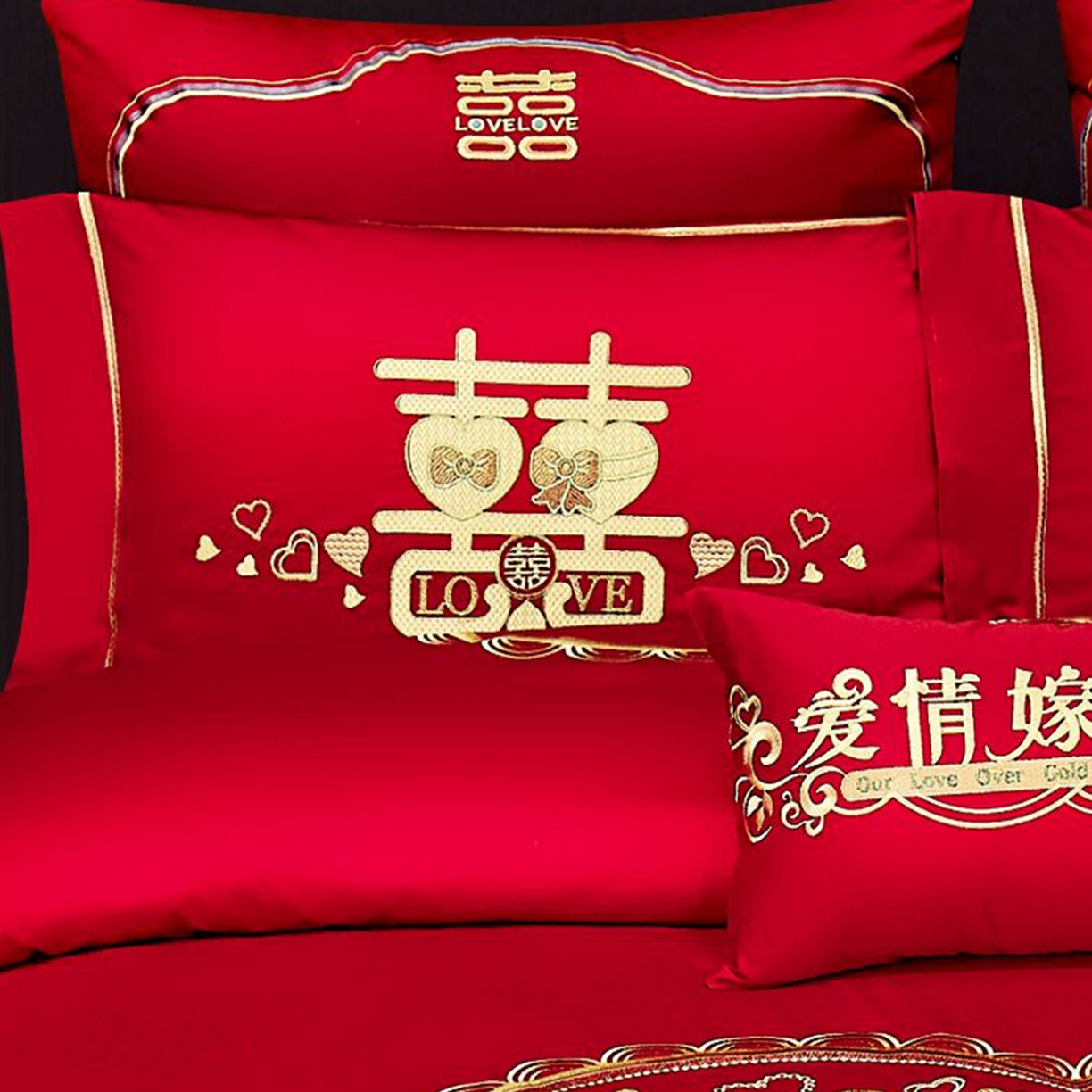 91家纺网 家纺一手货源 找家纺 浩情国际婚庆供货中心 2026新款100%全棉长绒棉纯棉婚庆四件套结婚刺绣六件套多件套长期供货 爱情嫁到