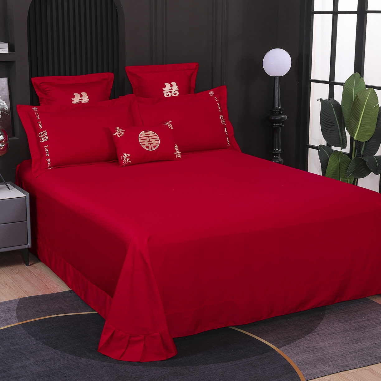 91家纺网 家纺一手货源 找家纺 浩情国际婚庆供货中心 2026新款100%全棉长绒棉纯棉婚庆四件套结婚刺绣六件套多件套长期供货 一生一世