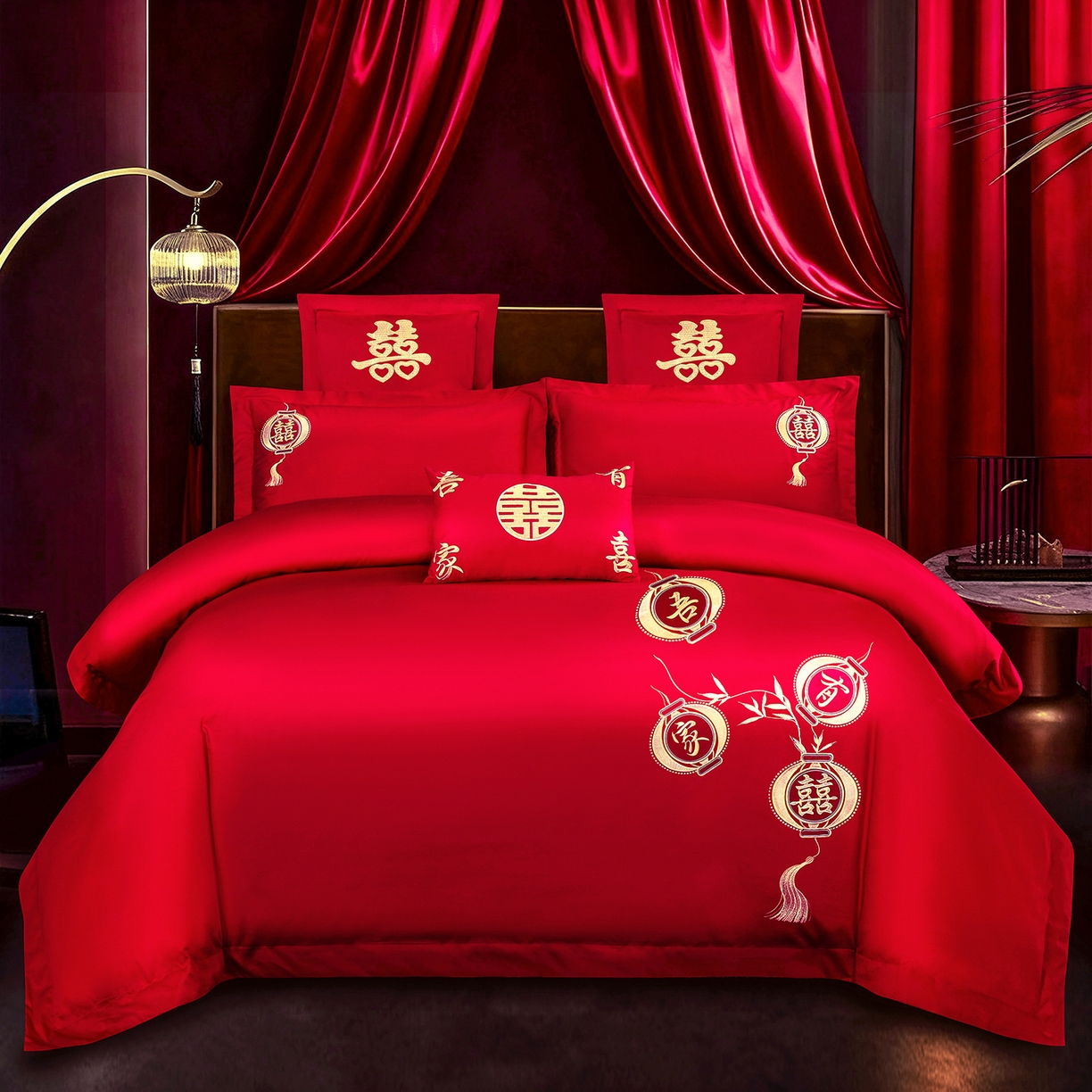 91家纺网 家纺一手货源 找家纺 （总）浩情国际婚庆供货中心 2026新款100%全棉长绒棉纯棉婚庆四件套结婚刺绣六件套多件套长期供货