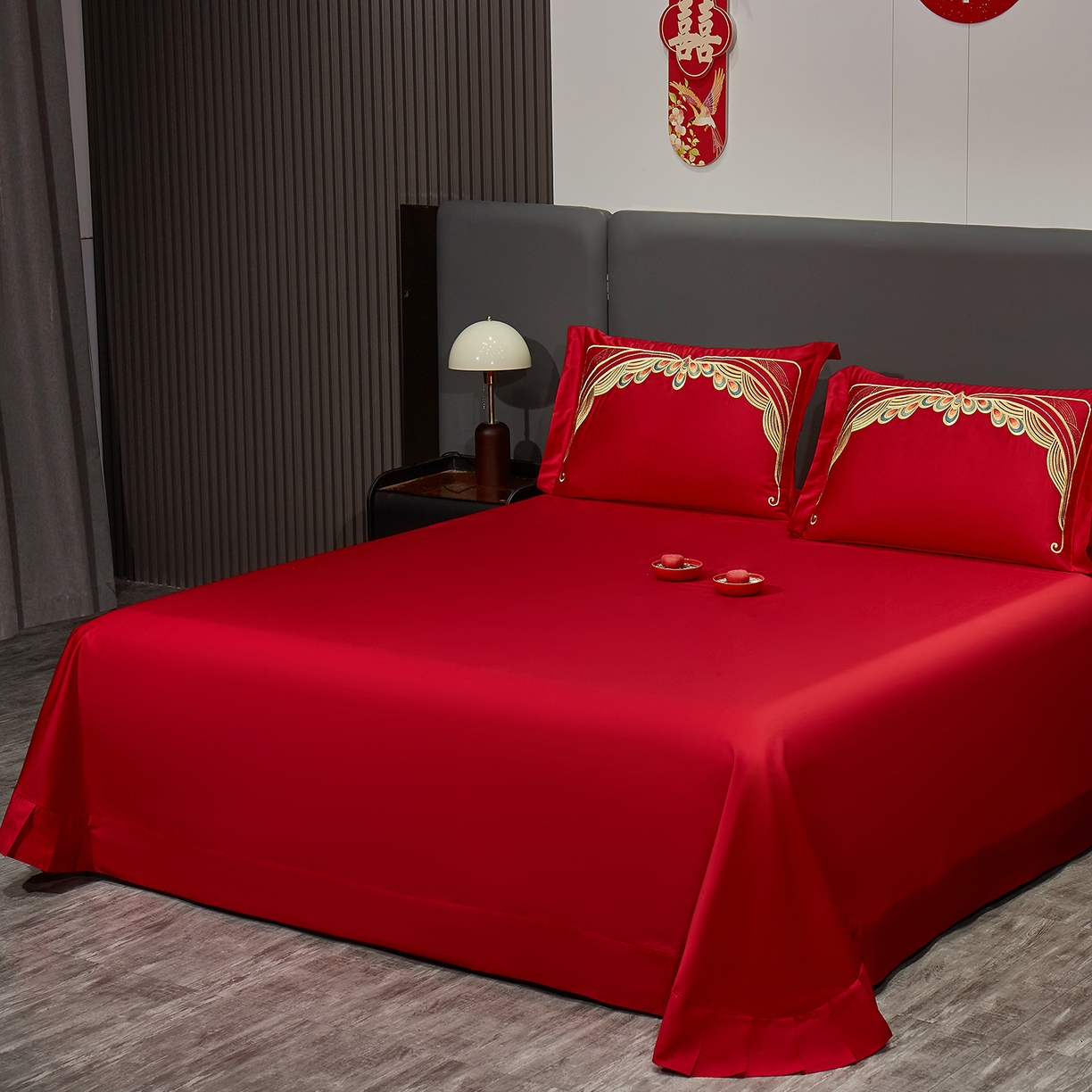 91家纺网 家纺一手货源 找家纺 浩情国际婚庆供货中心 2026新款100%全棉长绒棉纯棉婚庆四件套结婚刺绣六件套多件套长期供货 金龙彩凤