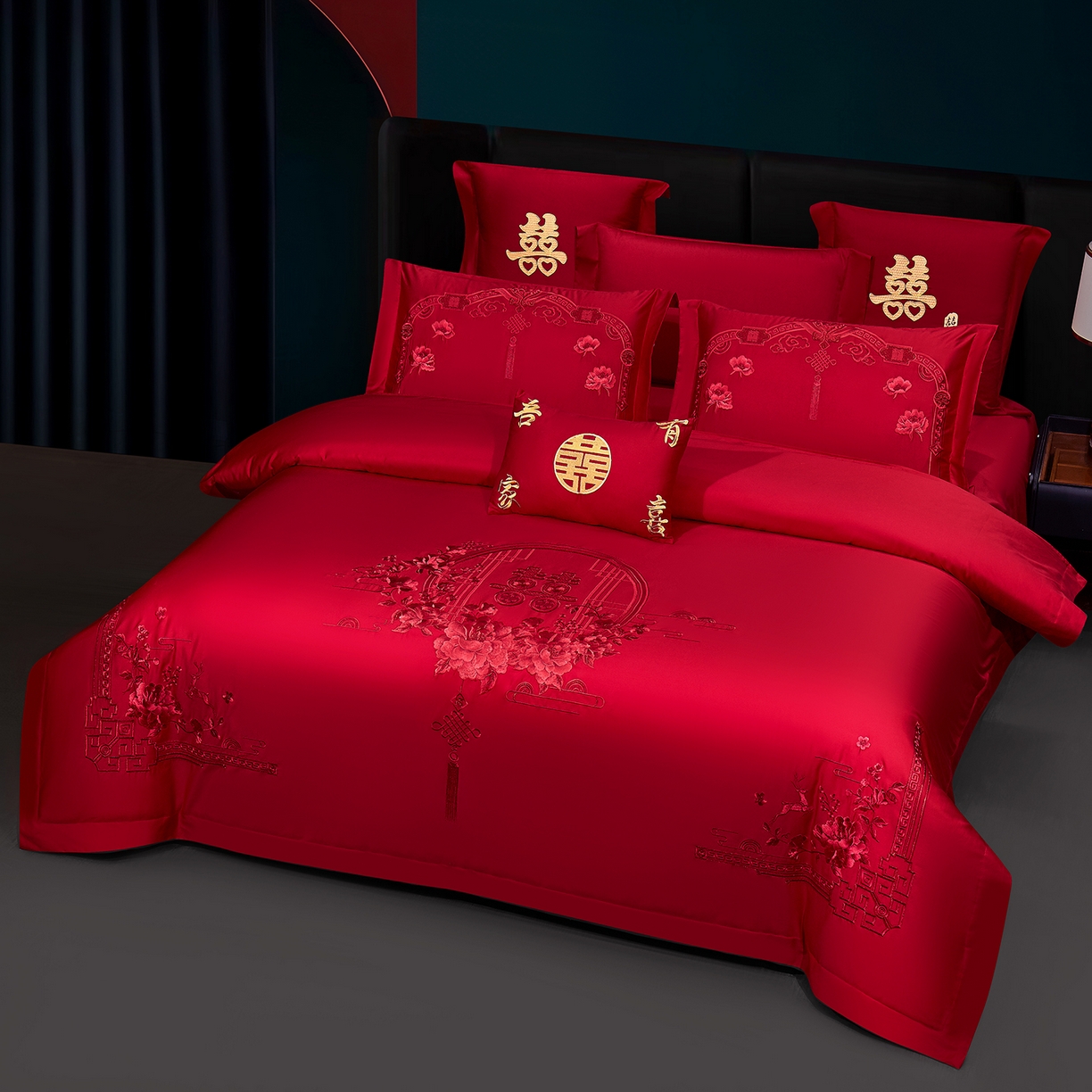 91家纺网 家纺一手货源 找家纺 浩情国际婚庆供货中心 2026新款100%全棉长绒棉纯棉婚庆四件套结婚刺绣六件套多件套长期供货 十里红妆