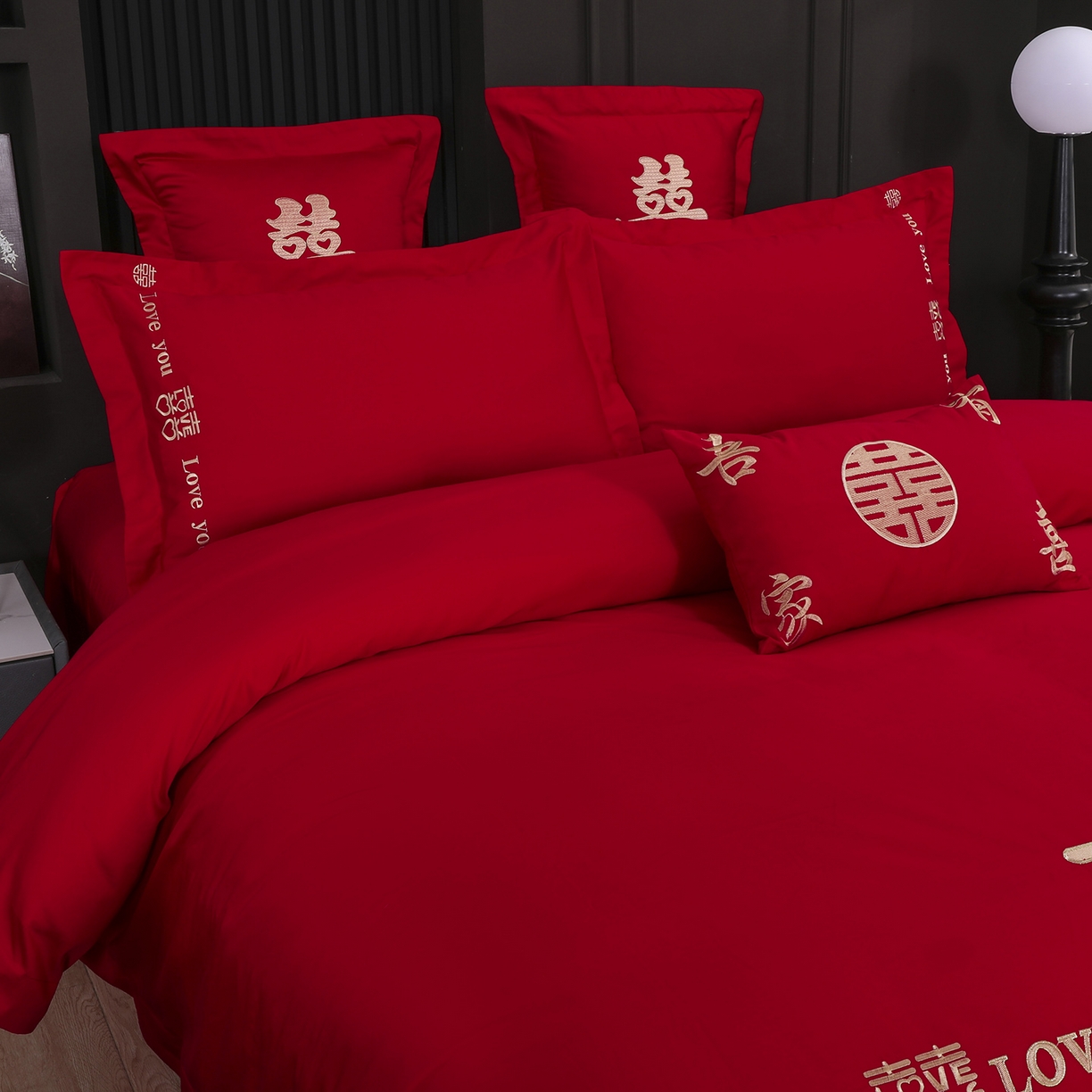 91家纺网 家纺一手货源 找家纺 浩情国际婚庆供货中心 2026新款100%全棉长绒棉纯棉婚庆四件套结婚刺绣六件套多件套长期供货 一生一世