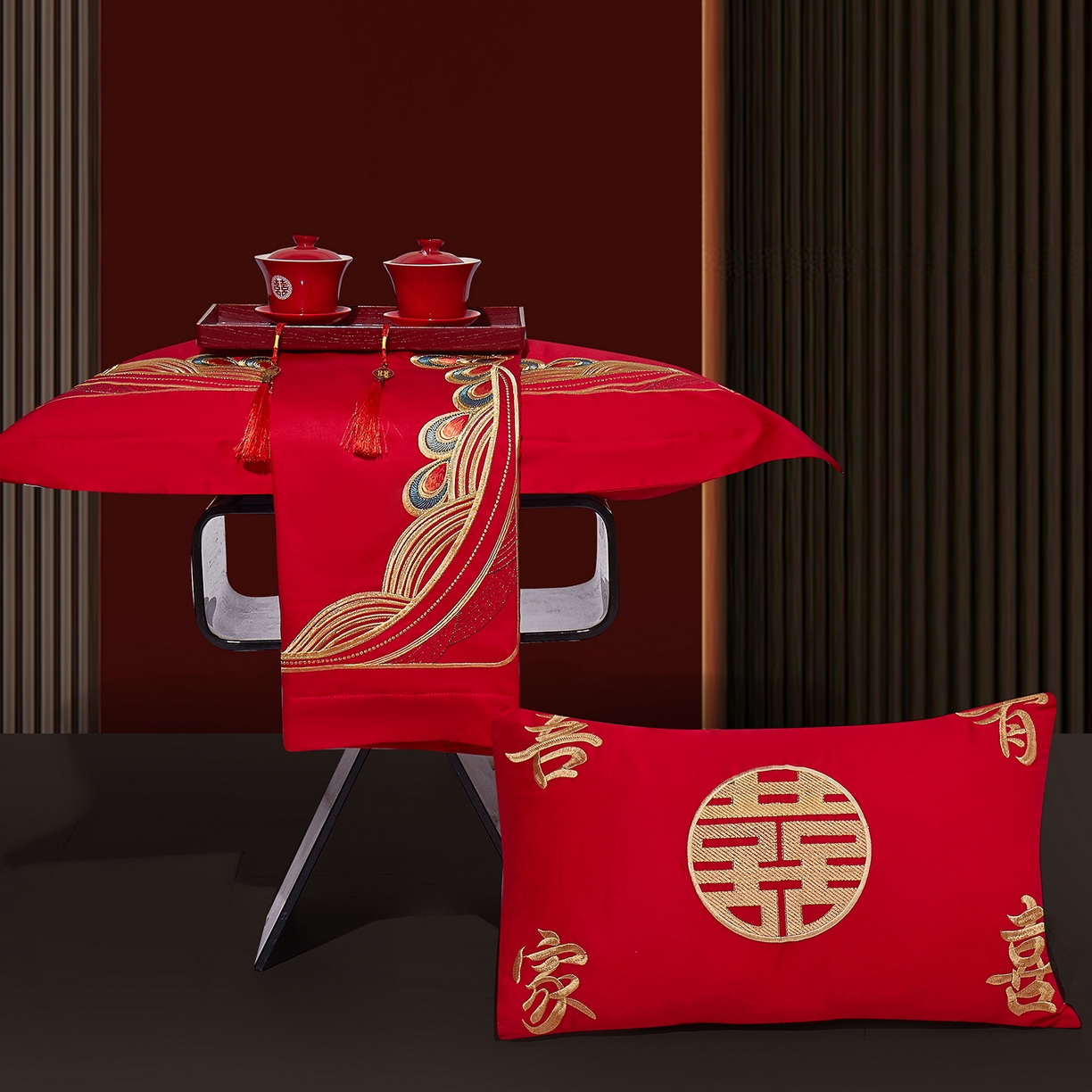 91家纺网 家纺一手货源 找家纺 浩情国际婚庆供货中心 2026新款100%全棉长绒棉纯棉婚庆四件套结婚刺绣六件套多件套长期供货 金龙彩凤