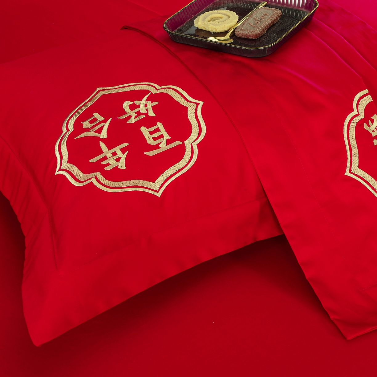 91家纺网 家纺一手货源 找家纺 浩情国际婚庆供货中心 2026新款100%全棉长绒棉纯棉婚庆四件套结婚刺绣六件套多件套长期供货 新婚快乐