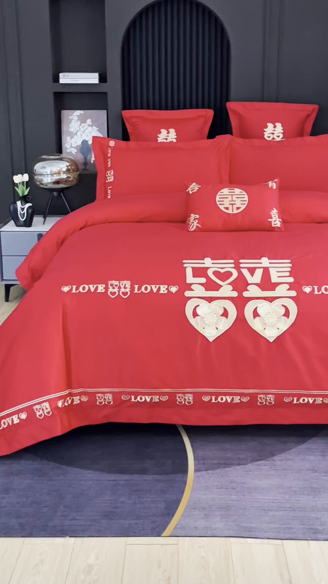 91家纺网 家纺一手货源 找家纺 浩情国际婚庆供货中心 2026新款100%全棉长绒棉纯棉婚庆四件套结婚刺绣六件套多件套长期供货 一生一世