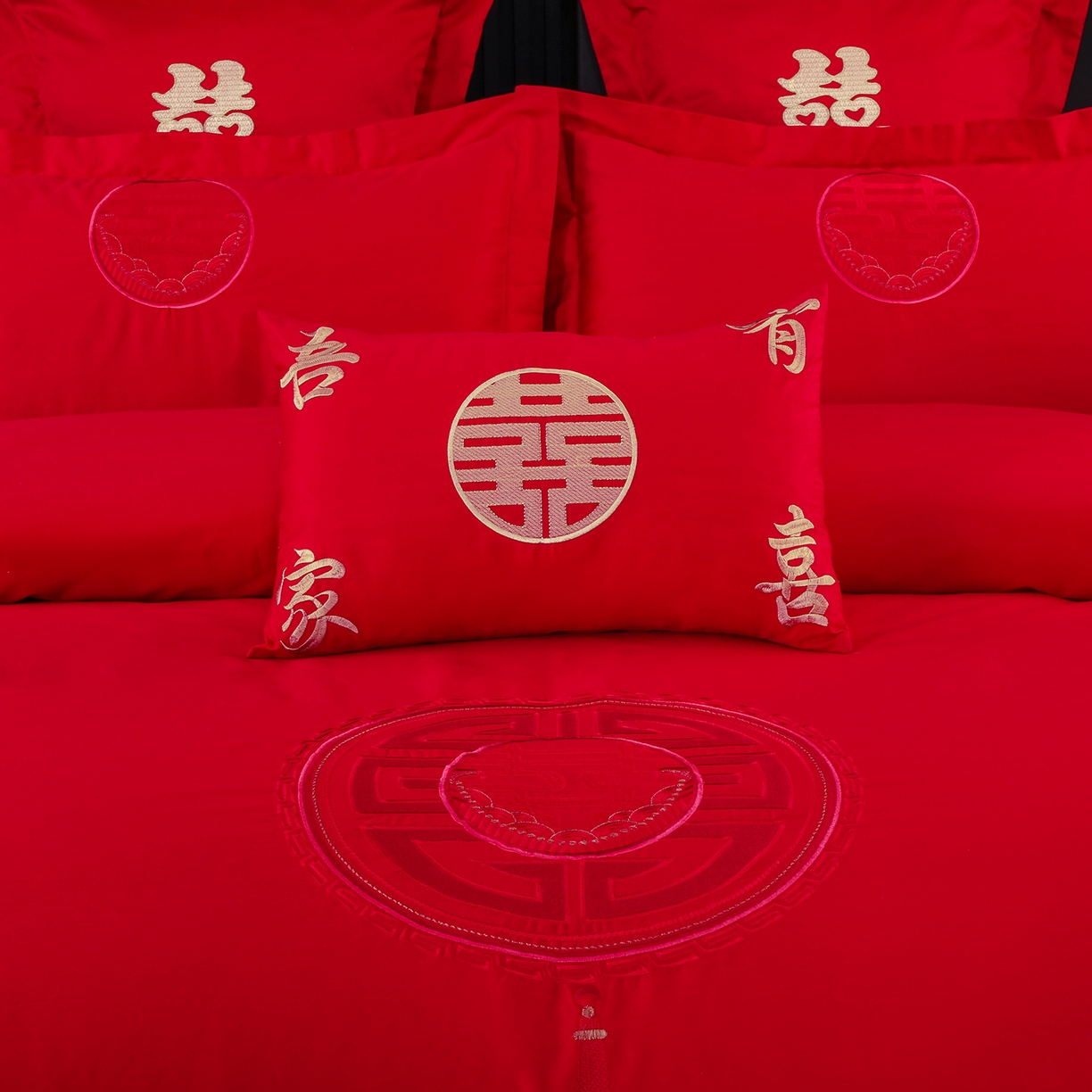 91家纺网 家纺一手货源 找家纺 浩情国际婚庆供货中心 2026新款100%全棉长绒棉纯棉婚庆四件套结婚刺绣六件套多件套长期供货 盛世繁华