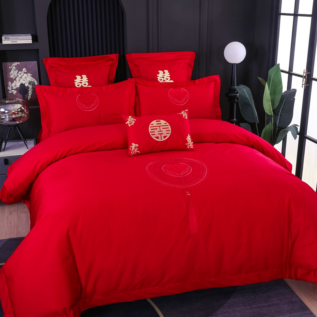 91家纺网 家纺一手货源 找家纺 浩情国际婚庆供货中心 2026新款100%全棉长绒棉纯棉婚庆四件套结婚刺绣六件套多件套长期供货 盛世繁华