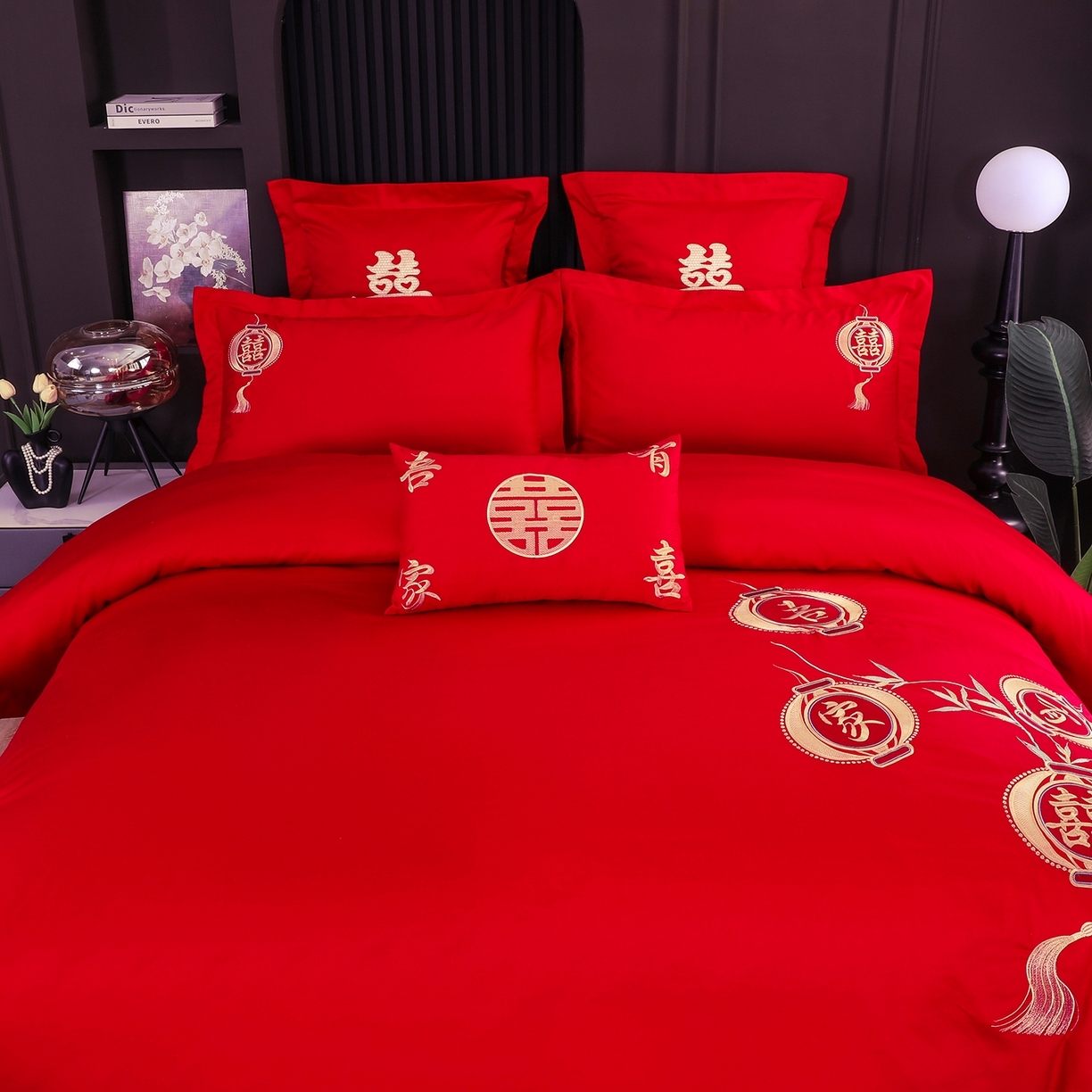 91家纺网 家纺一手货源 找家纺 浩情国际婚庆供货中心 2026新款100%全棉长绒棉纯棉婚庆四件套结婚刺绣六件套多件套长期供货 一生有你