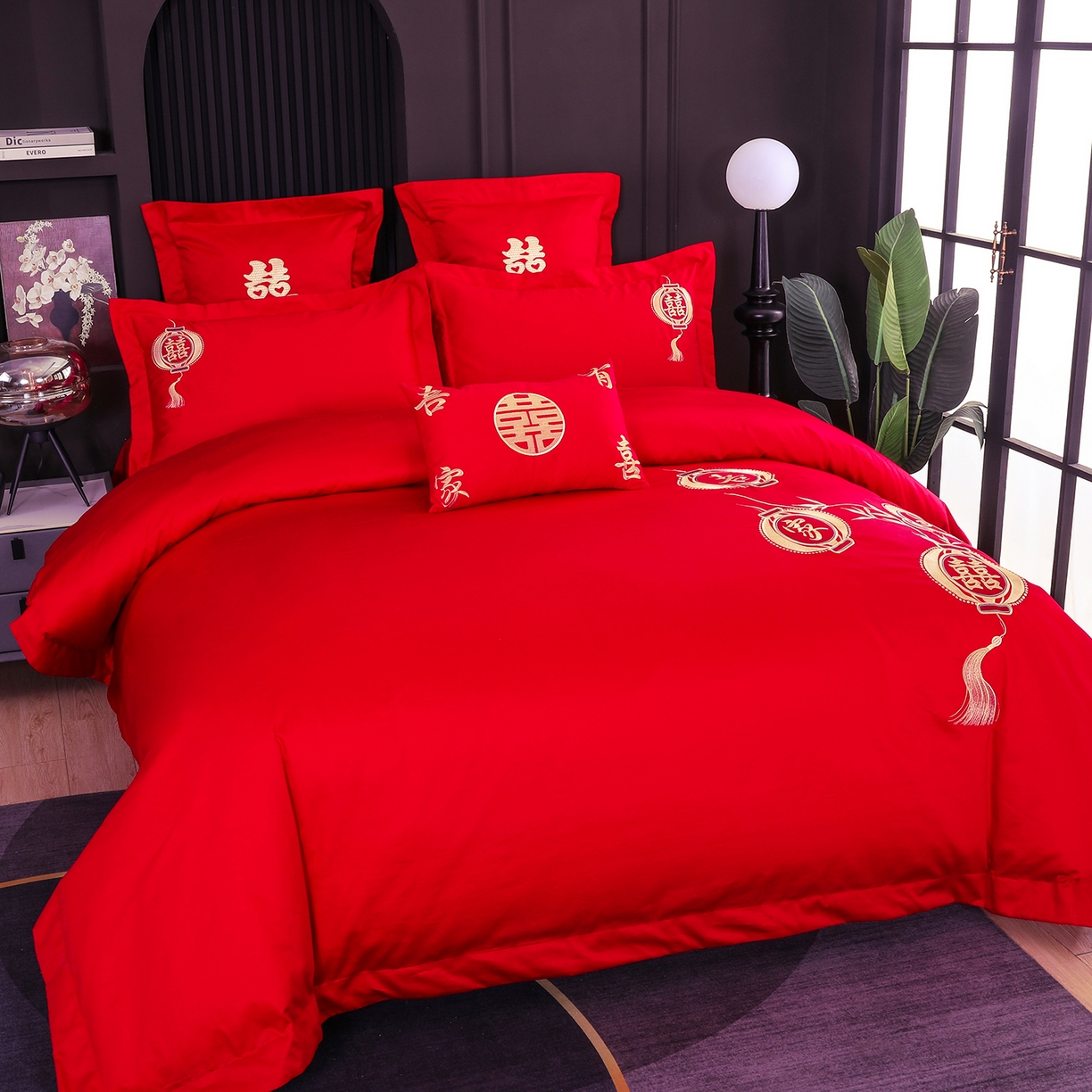 91家纺网 家纺一手货源 找家纺 浩情国际婚庆供货中心 2026新款100%全棉长绒棉纯棉婚庆四件套结婚刺绣六件套多件套长期供货 一生有你