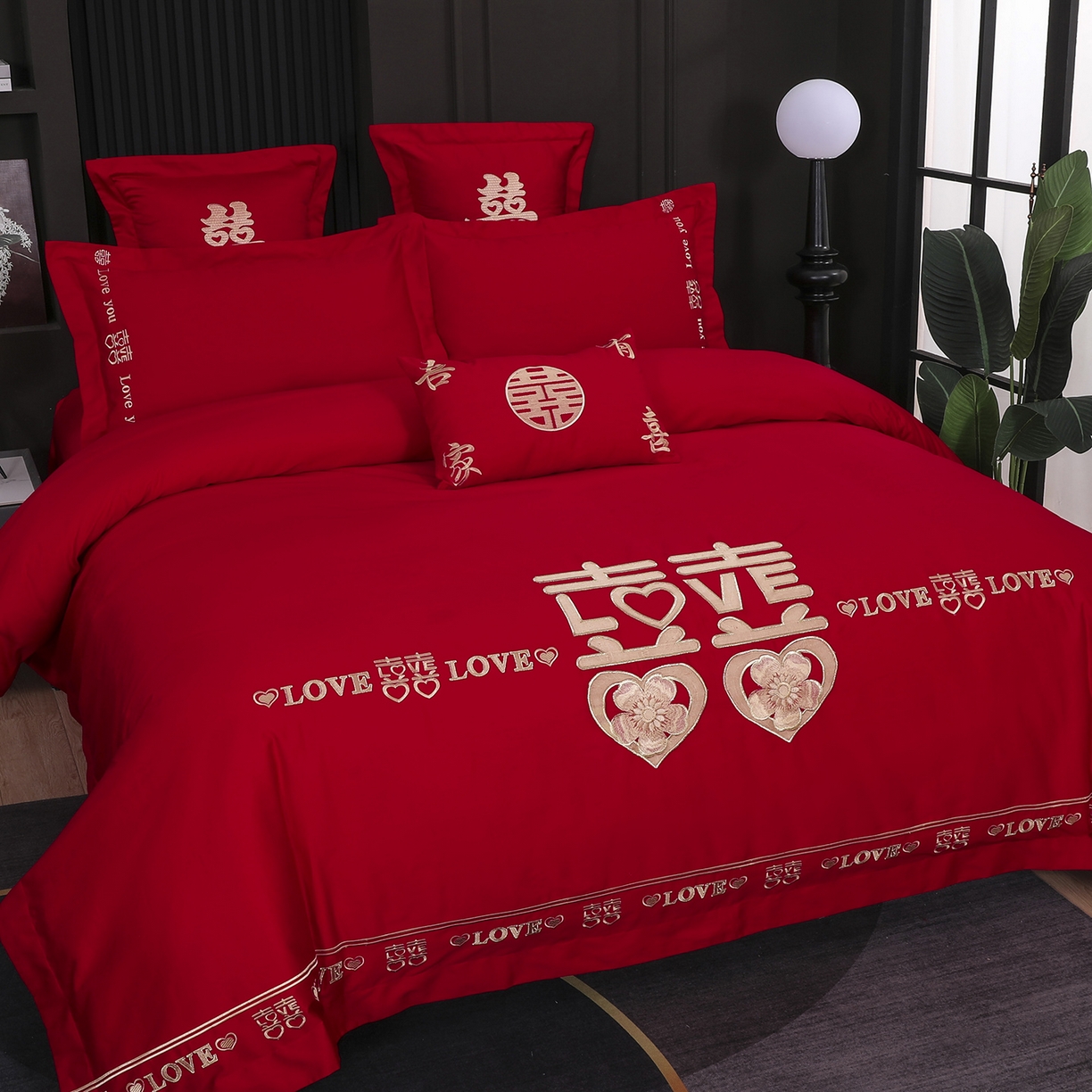 91家纺网 家纺一手货源 找家纺 浩情国际婚庆供货中心 2026新款100%全棉长绒棉纯棉婚庆四件套结婚刺绣六件套多件套长期供货 一生一世