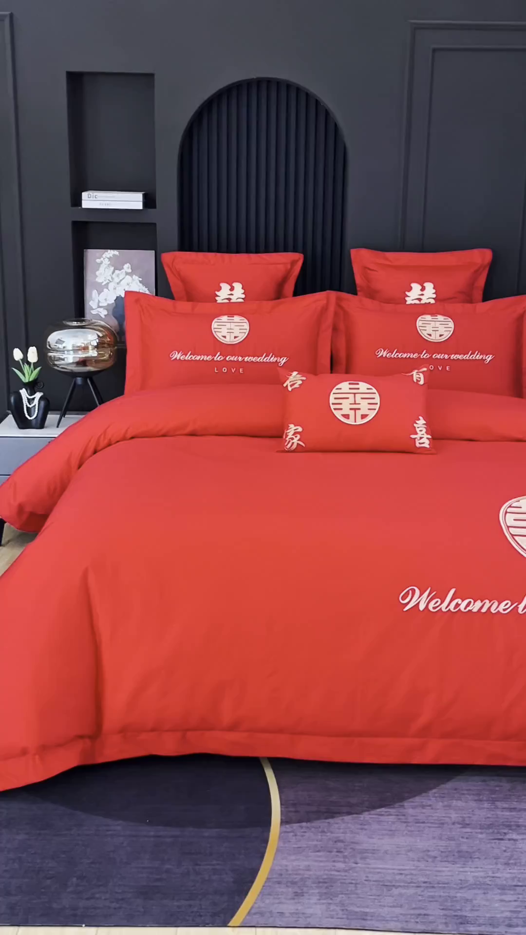 91家纺网 家纺一手货源 找家纺 浩情国际婚庆供货中心 2026新款100%全棉长绒棉纯棉婚庆四件套结婚刺绣六件套多件套长期供货 喜欢你