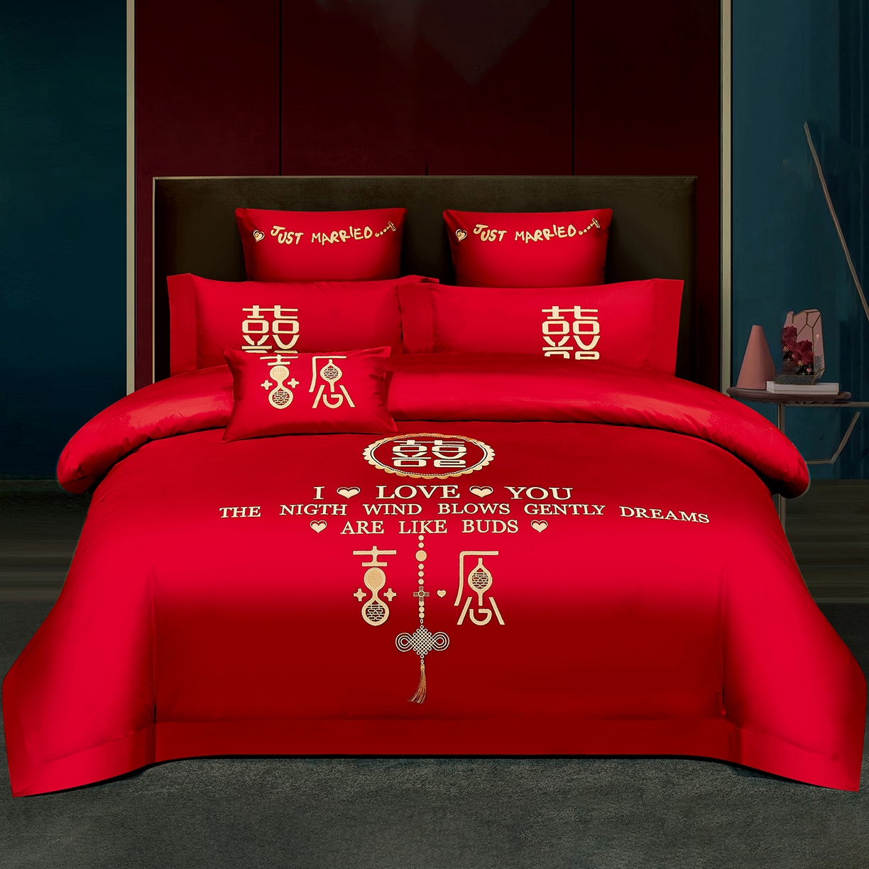 91家纺网 家纺一手货源 找家纺 （总）浩情国际婚庆供货中心 2026新款100%全棉长绒棉纯棉婚庆四件套结婚刺绣六件套多件套长期供货