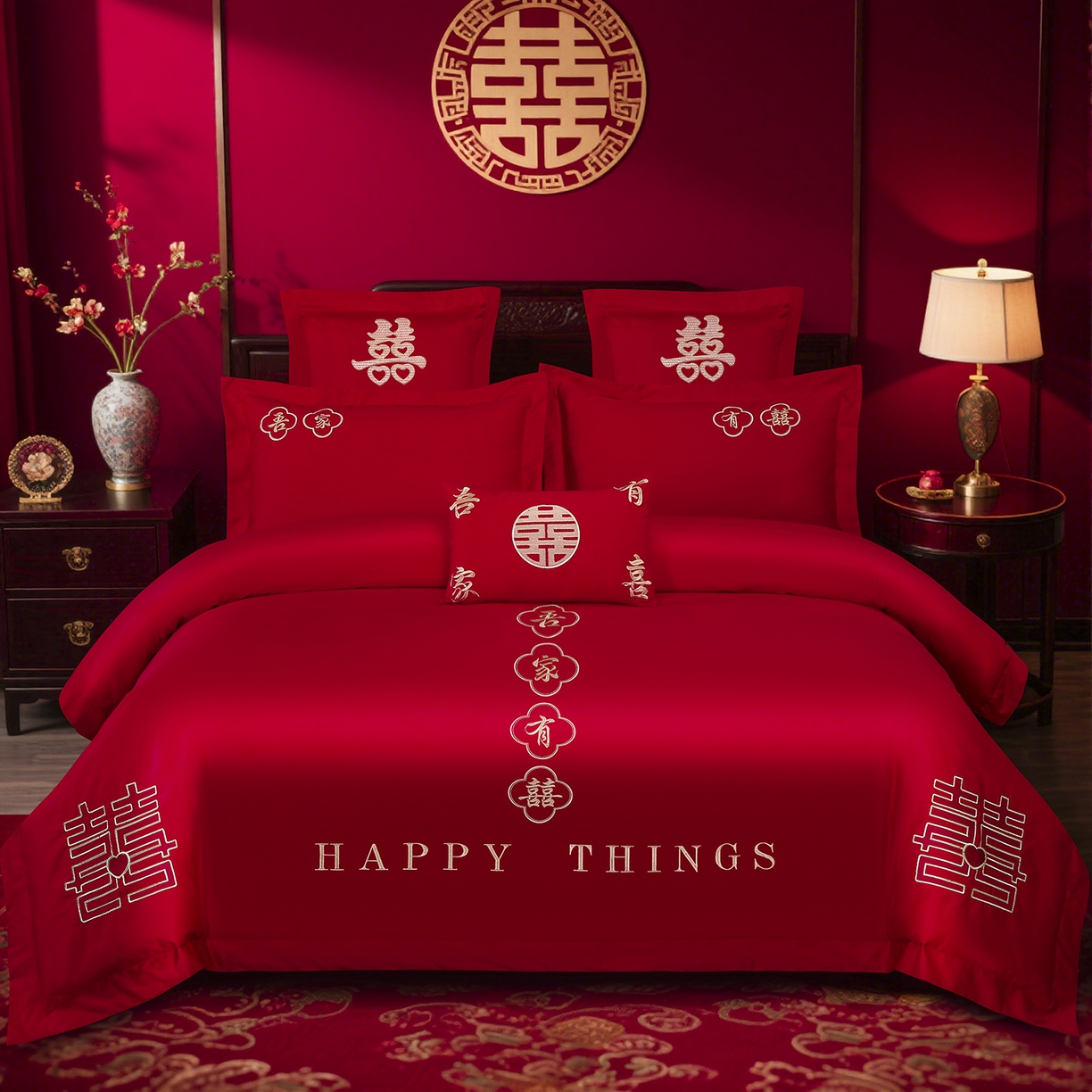 91家纺网 家纺一手货源 找家纺 （总）浩情国际婚庆供货中心 2026新款100%全棉长绒棉纯棉婚庆四件套结婚刺绣六件套多件套长期供货