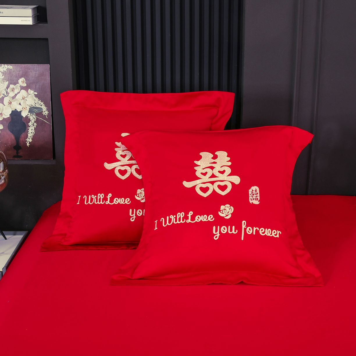 91家纺网 家纺一手货源 找家纺 浩情国际婚庆供货中心 2026新款100%全棉长绒棉纯棉婚庆四件套结婚刺绣六件套多件套长期供货 喜上加喜