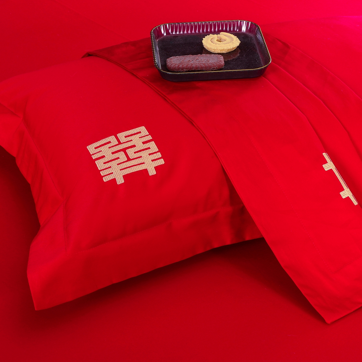 91家纺网 家纺一手货源 找家纺 浩情国际婚庆供货中心 2026新款100%全棉长绒棉纯棉婚庆四件套结婚刺绣六件套多件套长期供货 喜上加喜