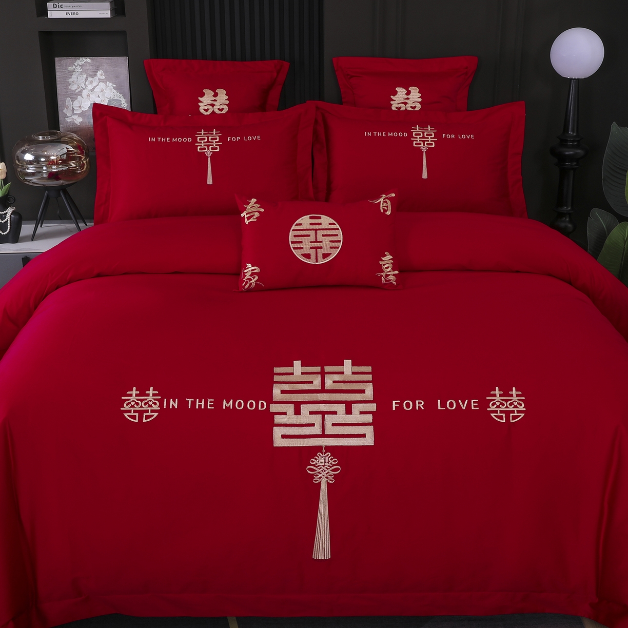 91家纺网 家纺一手货源 找家纺 浩情国际婚庆供货中心 2026新款100%全棉长绒棉纯棉婚庆四件套结婚刺绣六件套多件套长期供货 缘定今生