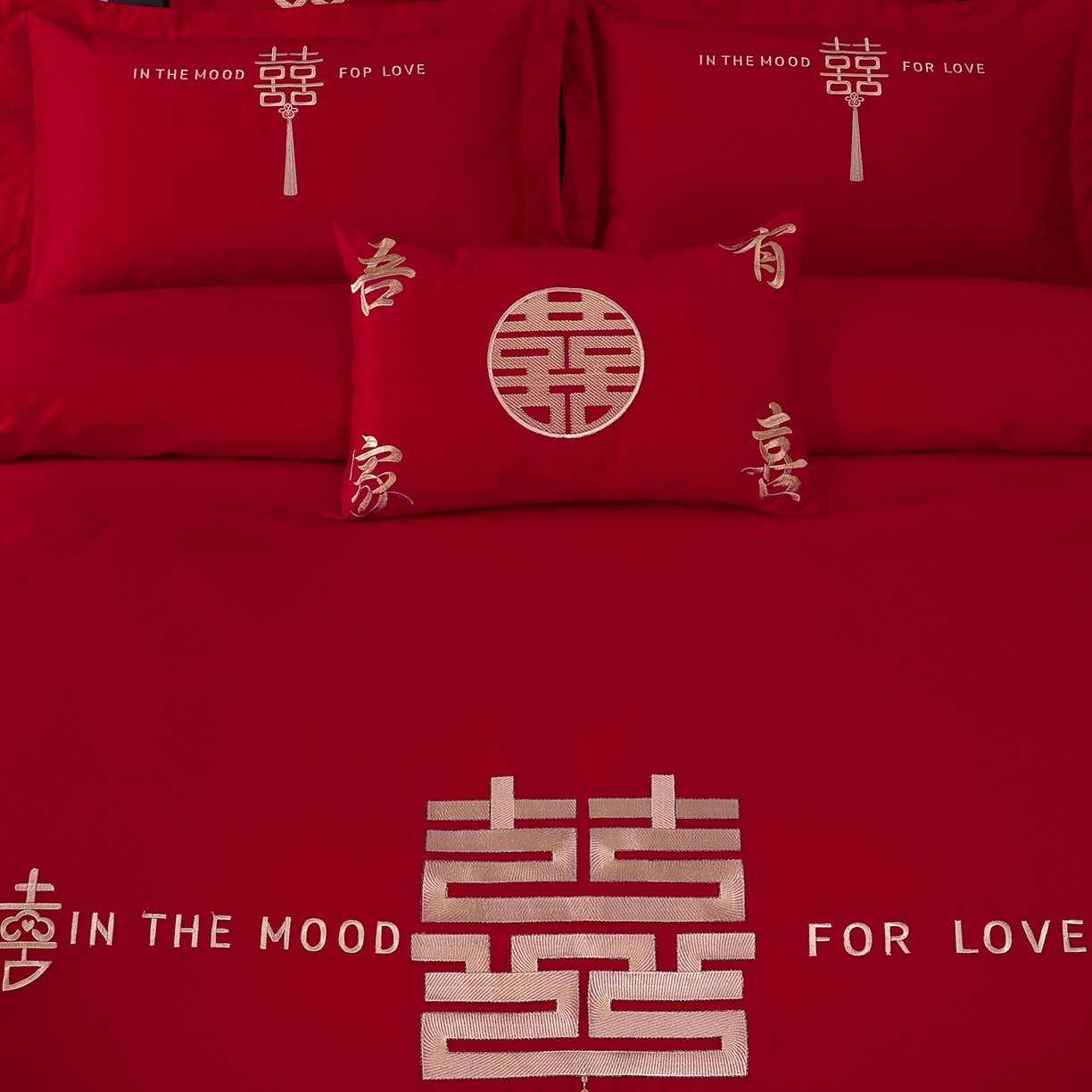 91家纺网 家纺一手货源 找家纺 浩情国际婚庆供货中心 2026新款100%全棉长绒棉纯棉婚庆四件套结婚刺绣六件套多件套长期供货 一生一世