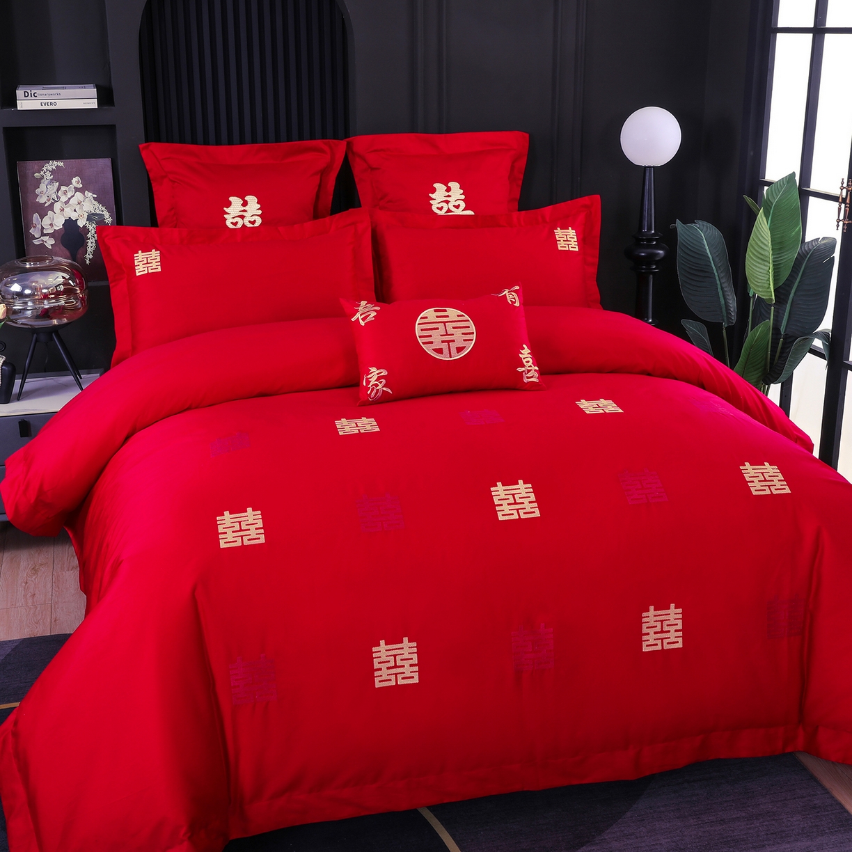 91家纺网 家纺一手货源 找家纺 浩情国际婚庆供货中心 2026新款100%全棉长绒棉纯棉婚庆四件套结婚刺绣六件套多件套长期供货 喜上加喜