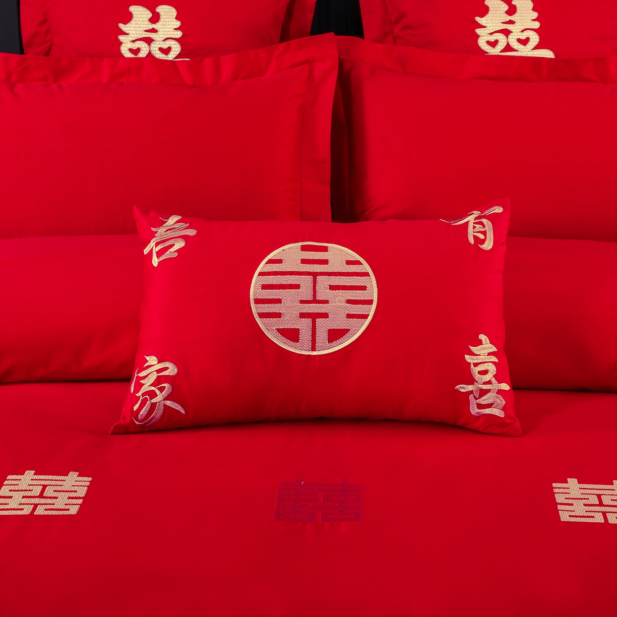 91家纺网 家纺一手货源 找家纺 浩情国际婚庆供货中心 2026新款100%全棉长绒棉纯棉婚庆四件套结婚刺绣六件套多件套长期供货 喜上加喜