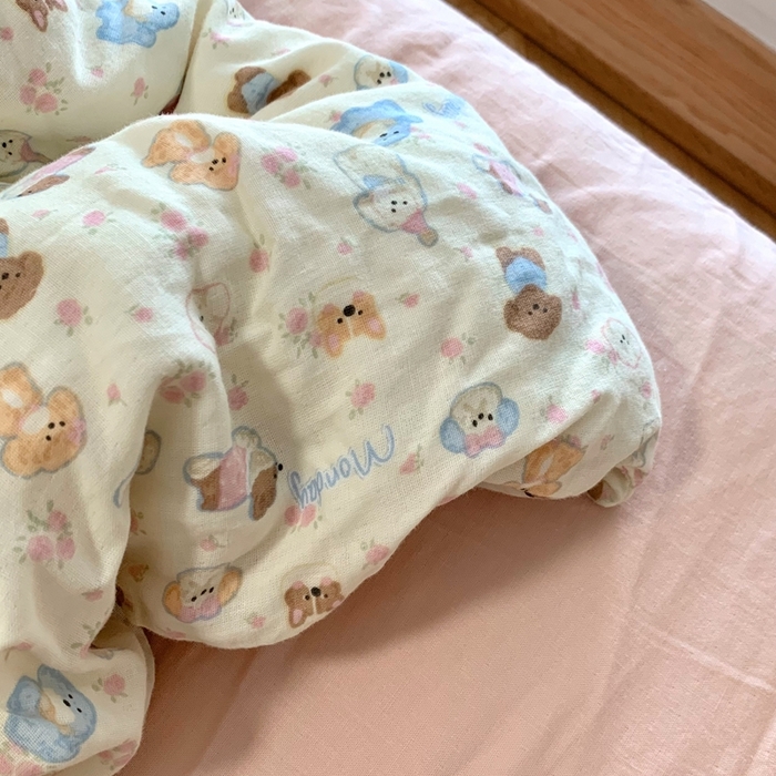 91家纺网 家纺一手货源 找家纺 源启生活 2025新款A类全棉双层纱四件套 奶芙狗粉