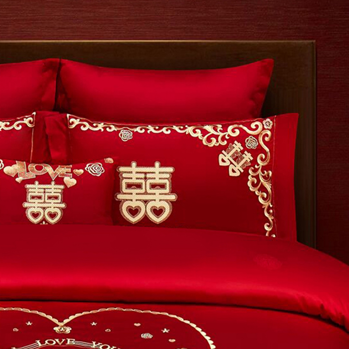 91家纺网 家纺一手货源 找家纺 浩情国际婚庆供货中心 2026新款100%全棉长绒棉纯棉婚庆四件套结婚刺绣六件套多件套长期供货 小欢喜