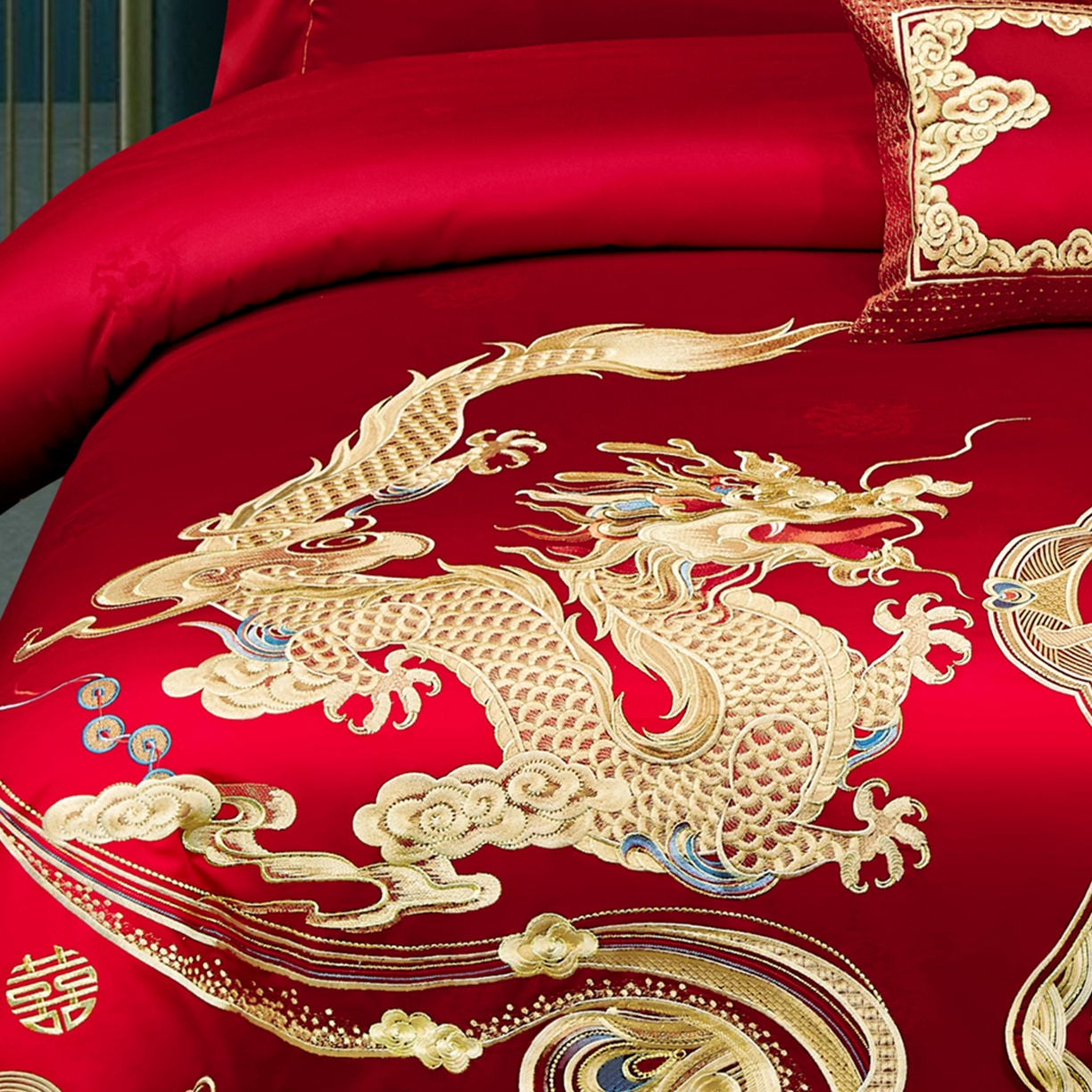 91家纺网 家纺一手货源 找家纺 浩情国际婚庆供货中心 2026新款100%全棉长绒棉纯棉婚庆四件套结婚刺绣六件套多件套长期供货 龙凤贺彩