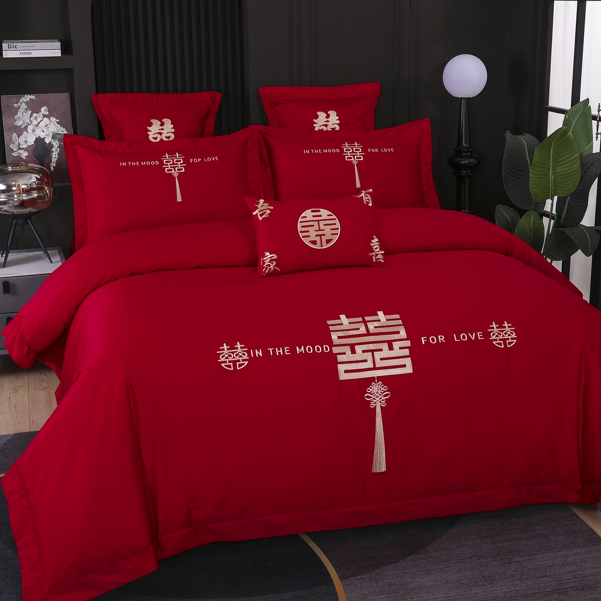 91家纺网 家纺一手货源 找家纺 浩情国际婚庆供货中心 2026新款100%全棉长绒棉纯棉婚庆四件套结婚刺绣六件套多件套长期供货 缘定今生