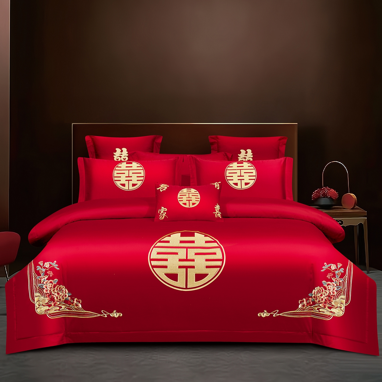 91家纺网 家纺一手货源 找家纺 （总）浩情国际婚庆供货中心 2026新款100%全棉长绒棉纯棉婚庆四件套结婚刺绣六件套多件套长期供货