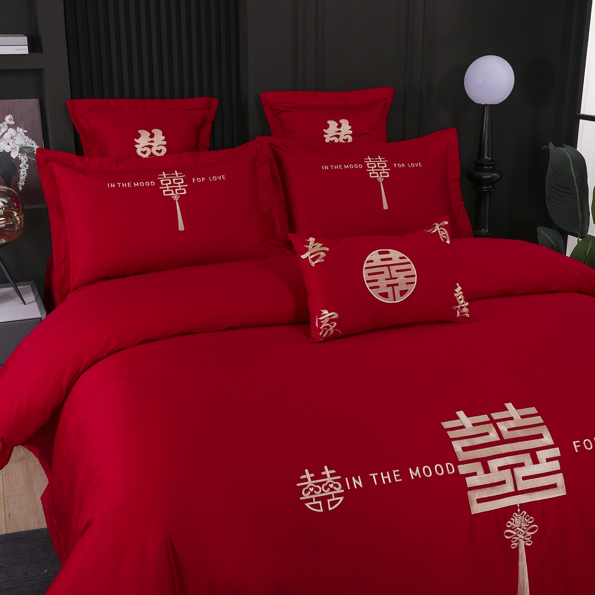 91家纺网 家纺一手货源 找家纺 浩情国际婚庆供货中心 2026新款100%全棉长绒棉纯棉婚庆四件套结婚刺绣六件套多件套长期供货 缘定今生