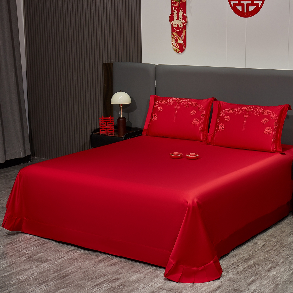 91家纺网 家纺一手货源 找家纺 浩情国际婚庆供货中心 2026新款100%全棉长绒棉纯棉婚庆四件套结婚刺绣六件套多件套长期供货 十里红妆