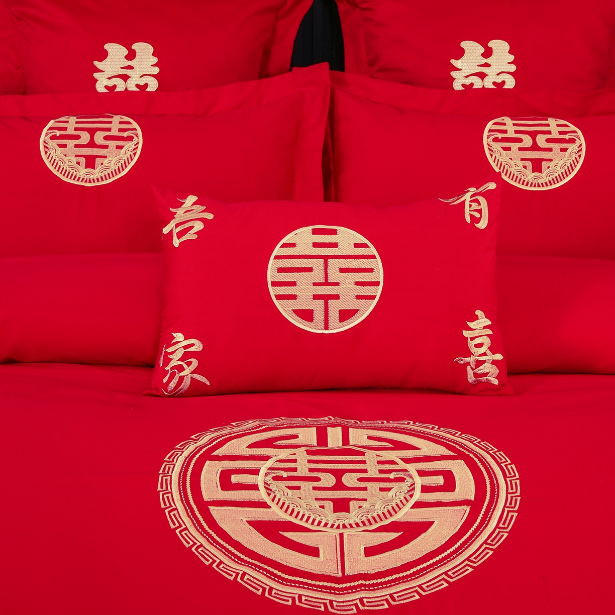 91家纺网 家纺一手货源 找家纺 浩情国际婚庆供货中心 2026新款100%全棉长绒棉纯棉婚庆四件套结婚刺绣六件套多件套长期供货 皇家婚礼-金