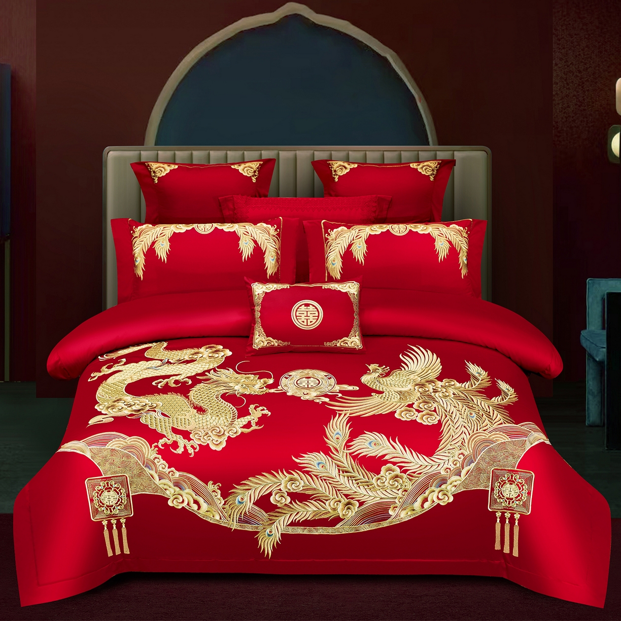 91家纺网 家纺一手货源 找家纺 （总）浩情国际婚庆供货中心 2026新款100%全棉长绒棉纯棉婚庆四件套结婚刺绣六件套多件套长期供货