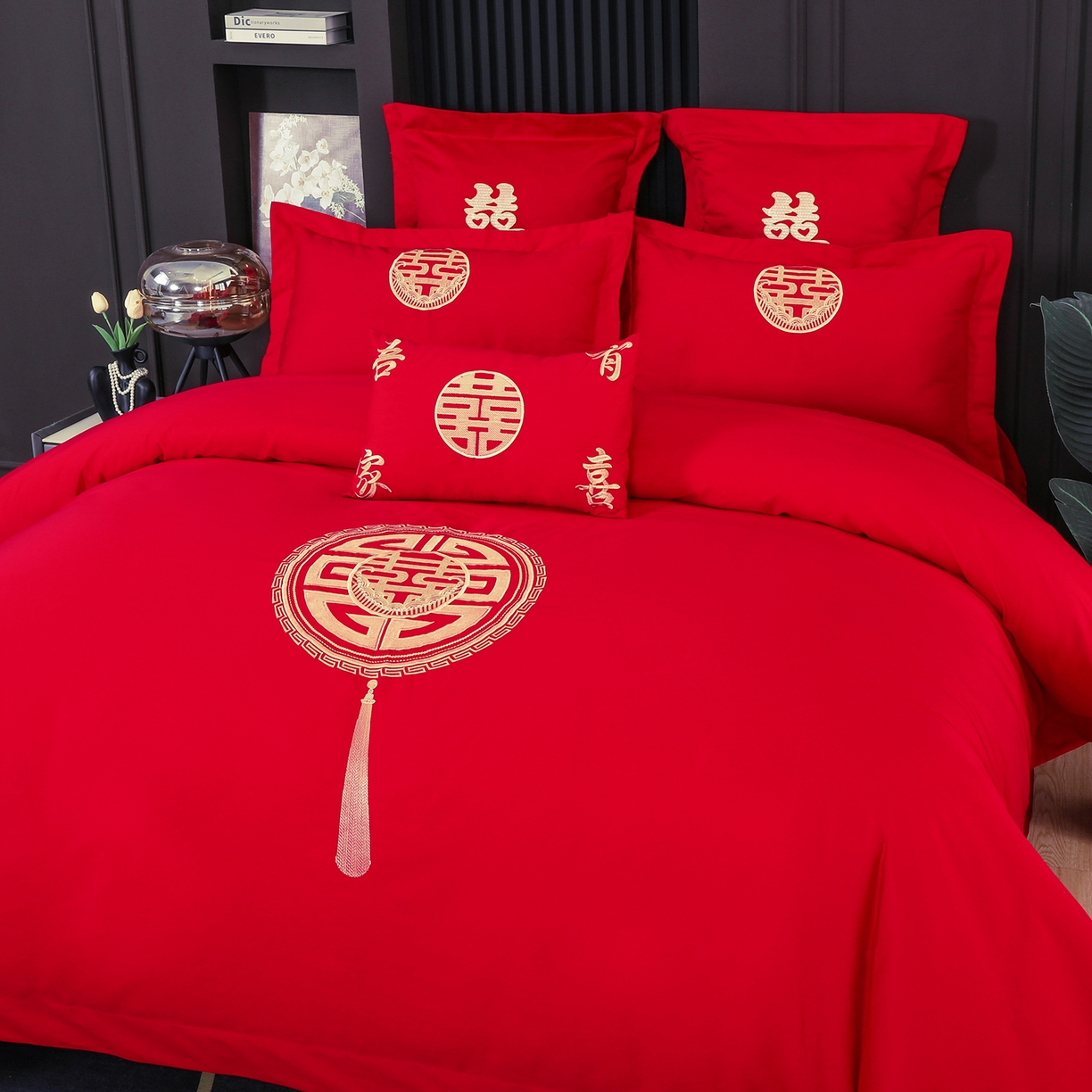 91家纺网 家纺一手货源 找家纺 浩情国际婚庆供货中心 2026新款100%全棉长绒棉纯棉婚庆四件套结婚刺绣六件套多件套长期供货 皇家婚礼-金