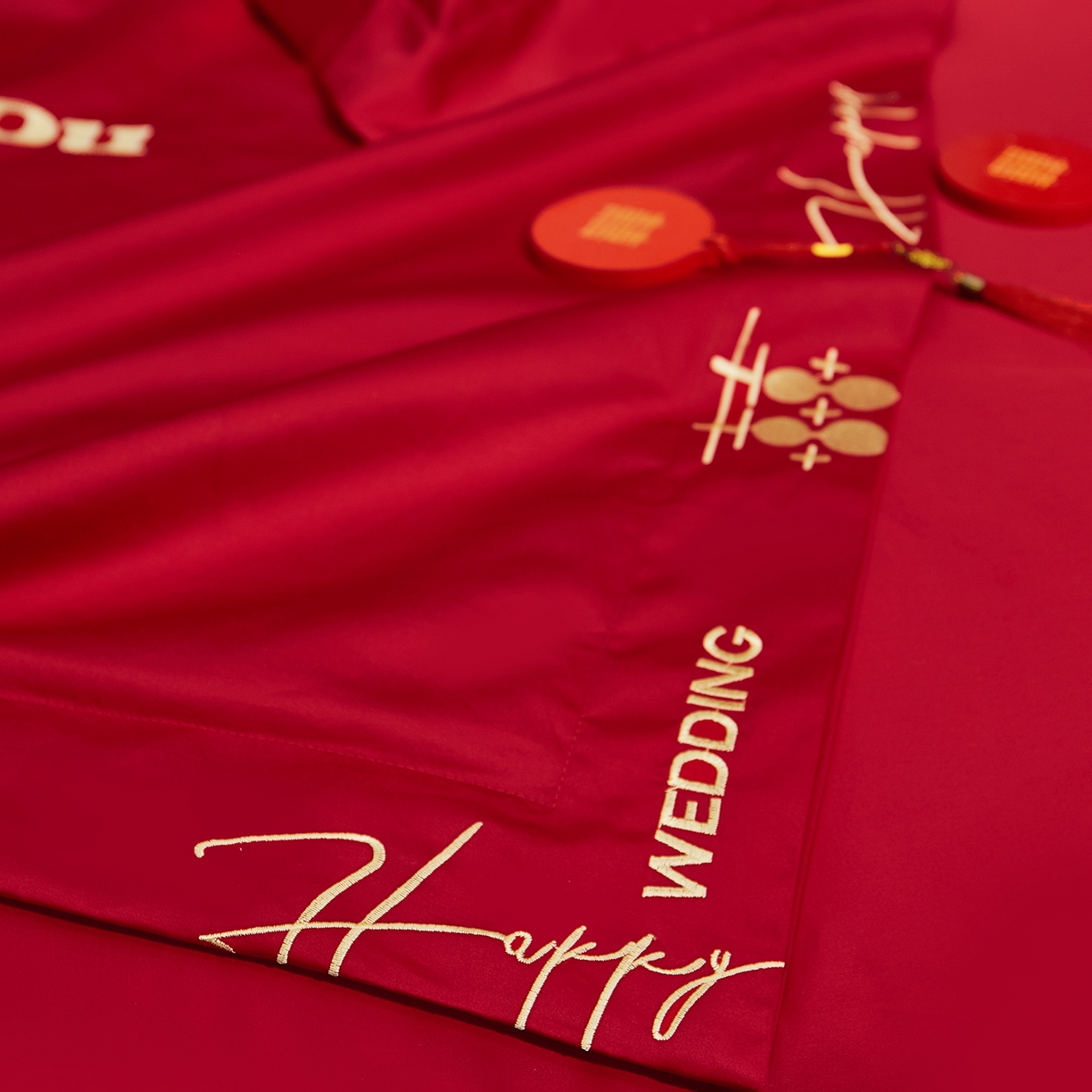 91家纺网 家纺一手货源 找家纺 浩情国际婚庆供货中心 2026新款100%全棉长绒棉纯棉婚庆四件套结婚刺绣六件套多件套长期供货 囍乐