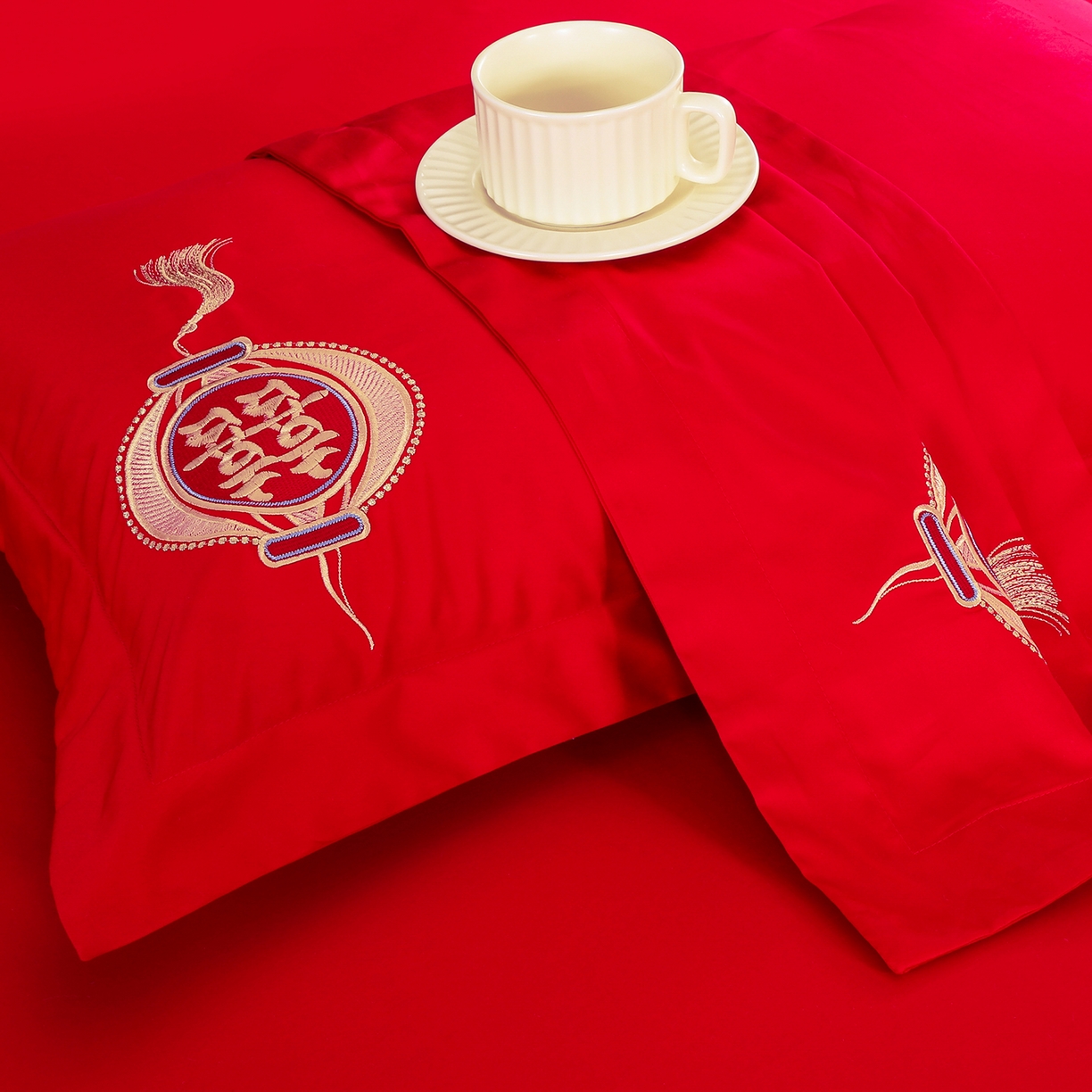 91家纺网 家纺一手货源 找家纺 浩情国际婚庆供货中心 2026新款100%全棉长绒棉纯棉婚庆四件套结婚刺绣六件套多件套长期供货 一生有你