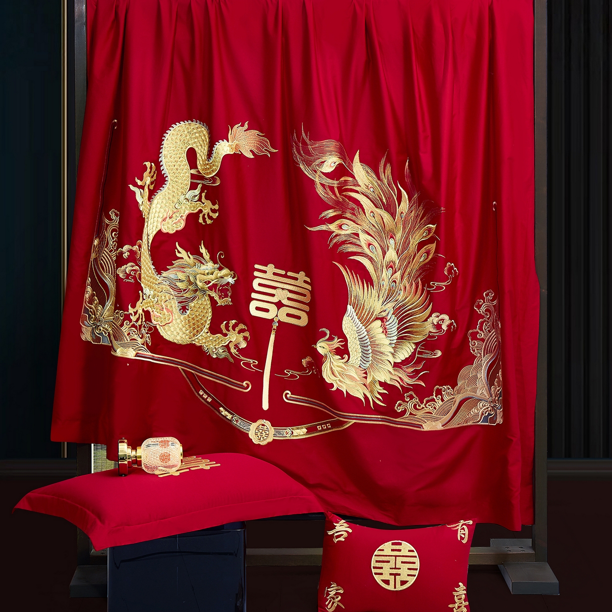 91家纺网 家纺一手货源 找家纺 浩情国际婚庆供货中心 2026新款100%全棉长绒棉纯棉婚庆四件套结婚刺绣六件套多件套长期供货 双囍龙凤