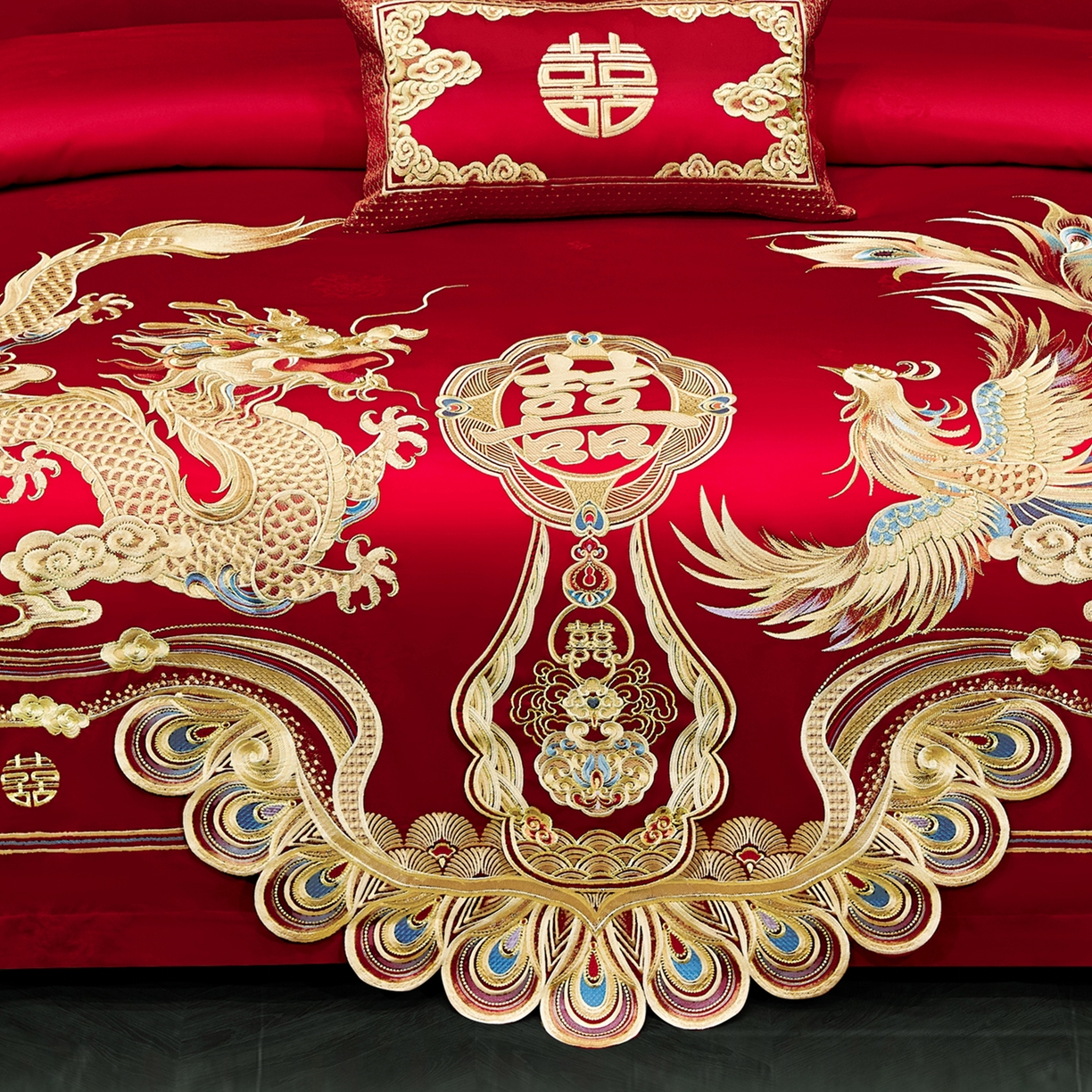 91家纺网 家纺一手货源 找家纺 浩情国际婚庆供货中心 2026新款100%全棉长绒棉纯棉婚庆四件套结婚刺绣六件套多件套长期供货 龙凤贺彩