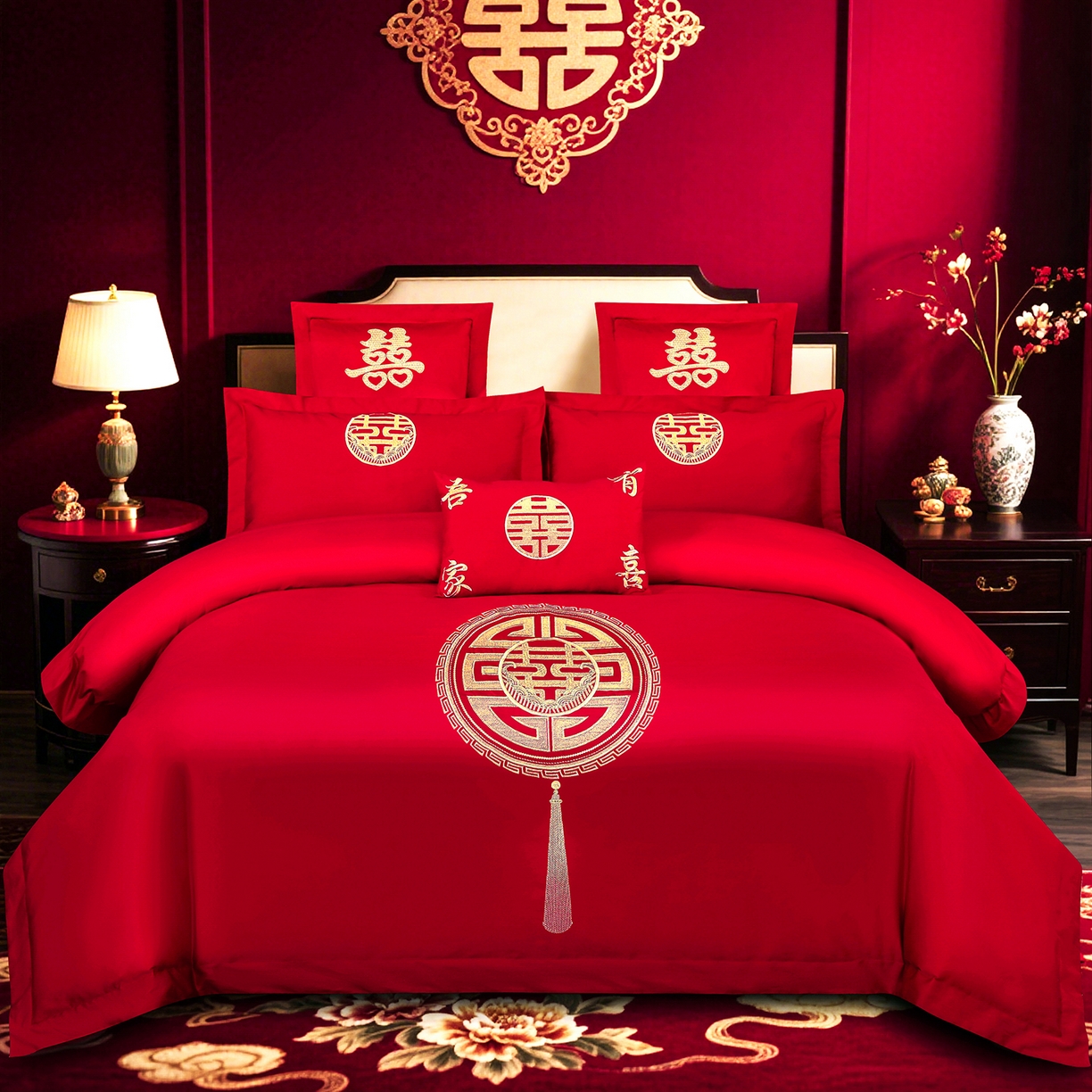 91家纺网 家纺一手货源 找家纺 （总）浩情国际婚庆供货中心 2026新款100%全棉长绒棉纯棉婚庆四件套结婚刺绣六件套多件套长期供货