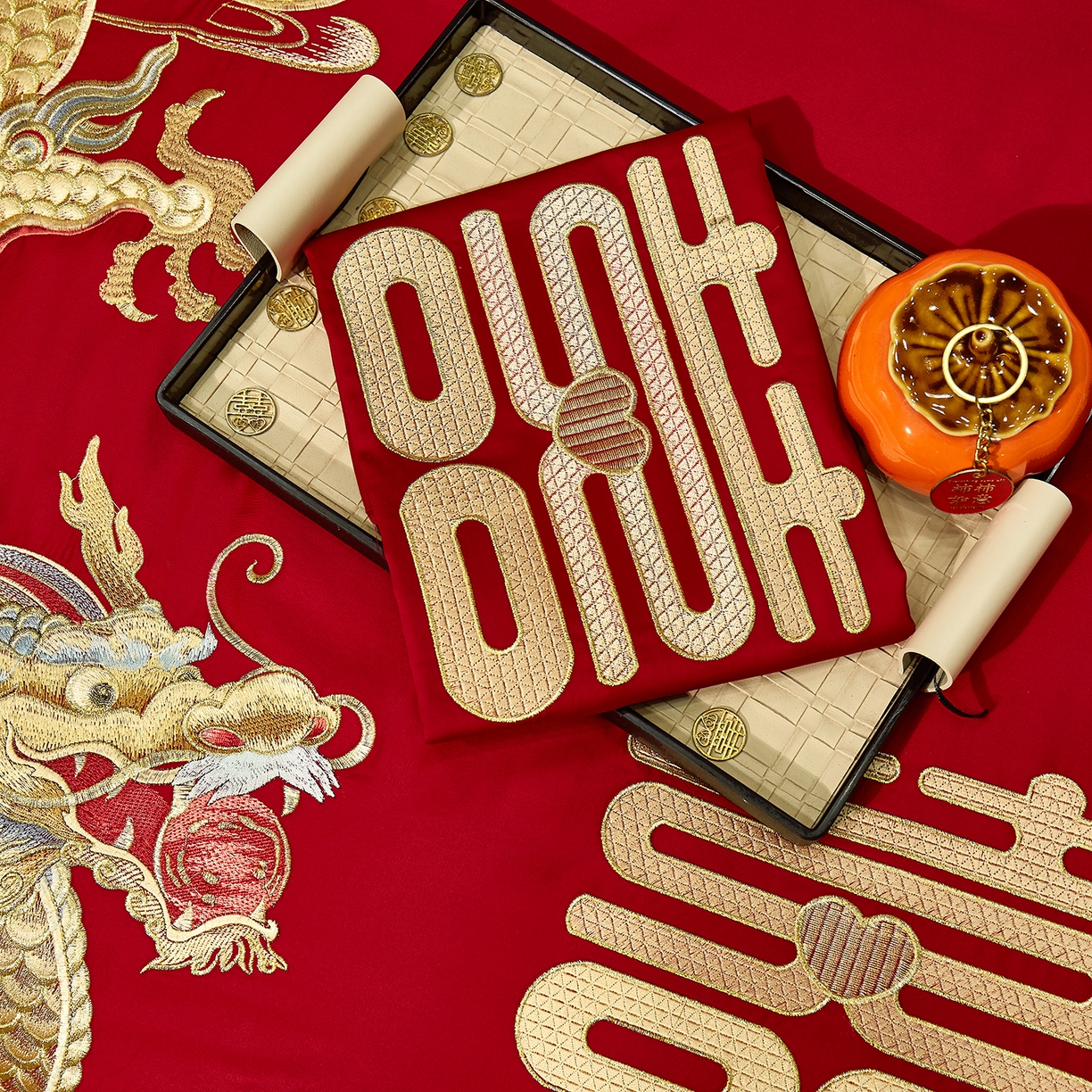 91家纺网 家纺一手货源 找家纺 浩情国际婚庆供货中心 2026新款100%全棉长绒棉纯棉婚庆四件套结婚刺绣六件套多件套长期供货 双囍龙凤