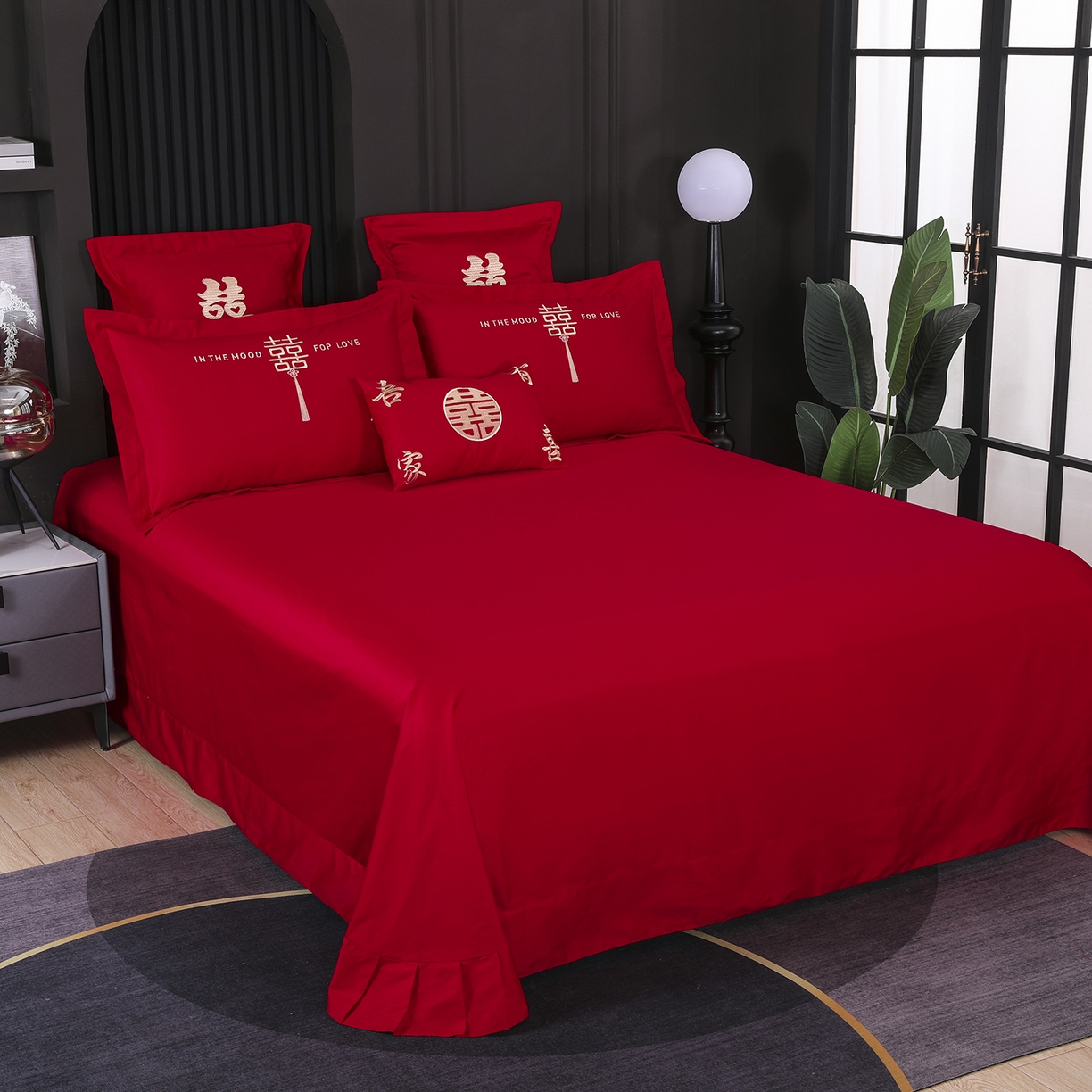 91家纺网 家纺一手货源 找家纺 浩情国际婚庆供货中心 2026新款100%全棉长绒棉纯棉婚庆四件套结婚刺绣六件套多件套长期供货 缘定今生