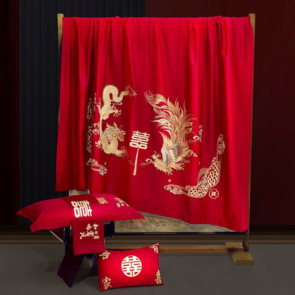 91家纺网 家纺一手货源 找家纺 浩情国际婚庆供货中心 2026新款100%全棉长绒棉纯棉婚庆四件套结婚刺绣六件套多件套长期供货 龙凤囍事