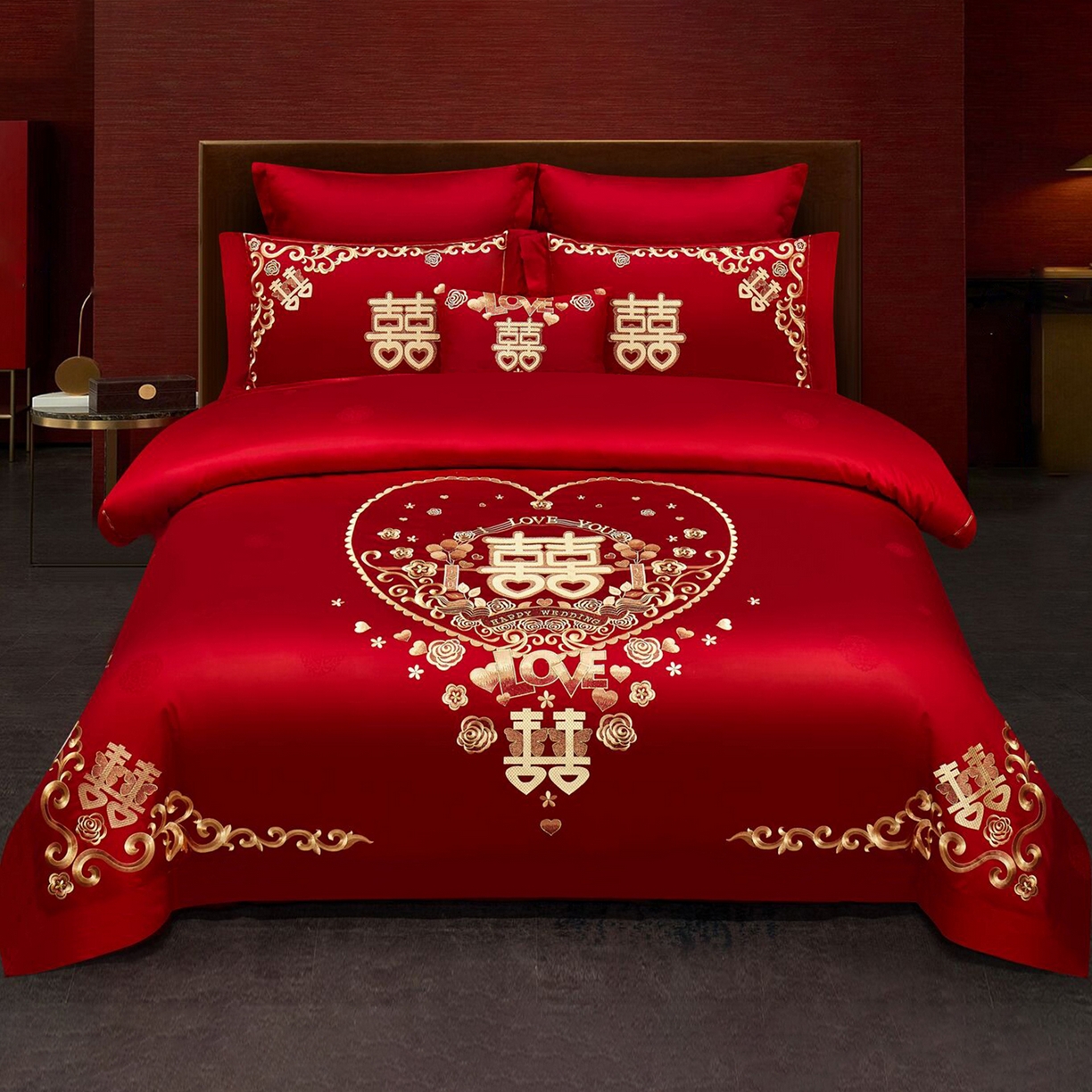 91家纺网 家纺一手货源 找家纺 （总）浩情国际婚庆供货中心 2026新款100%全棉长绒棉纯棉婚庆四件套结婚刺绣六件套多件套长期供货