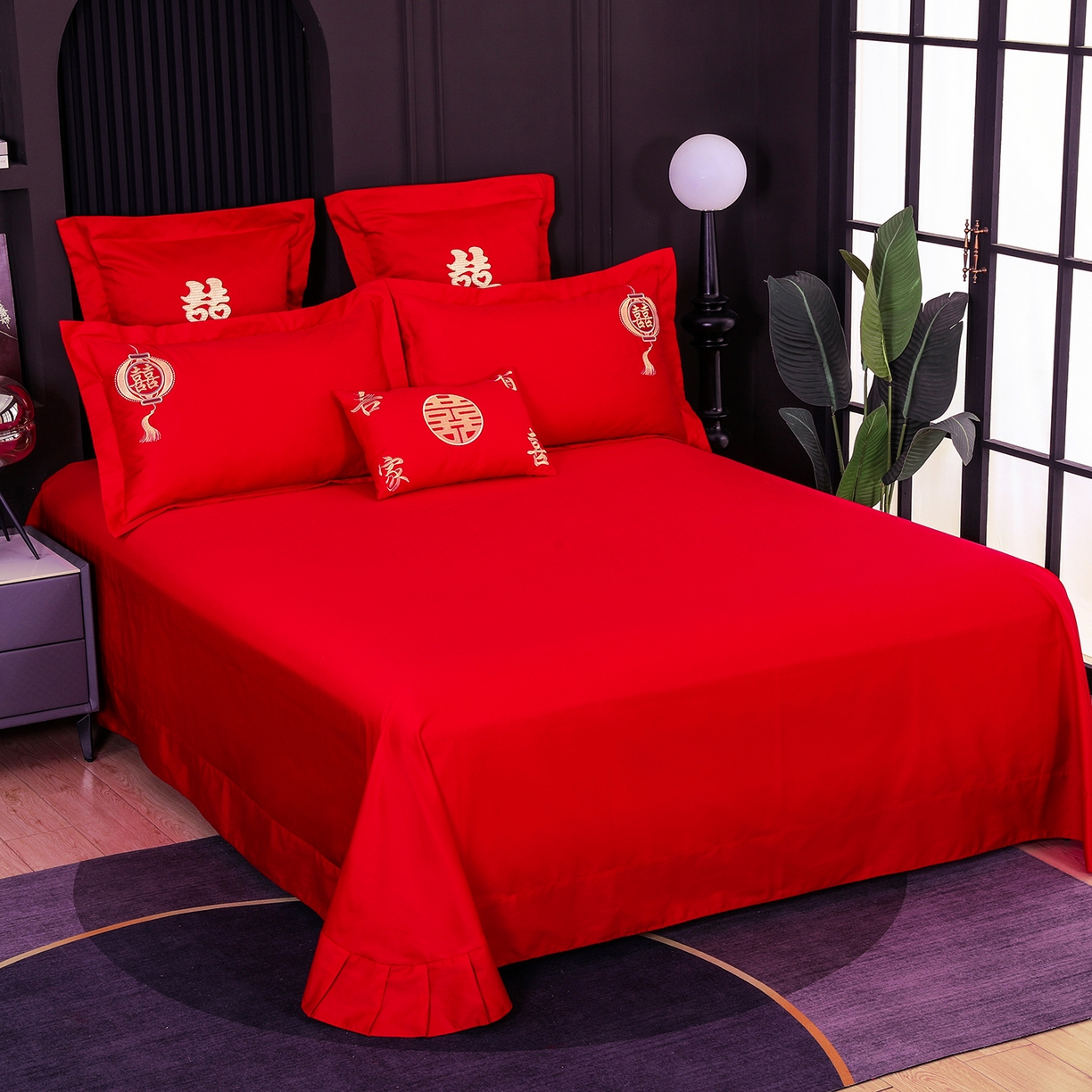 91家纺网 家纺一手货源 找家纺 浩情国际婚庆供货中心 2026新款100%全棉长绒棉纯棉婚庆四件套结婚刺绣六件套多件套长期供货 一生有你