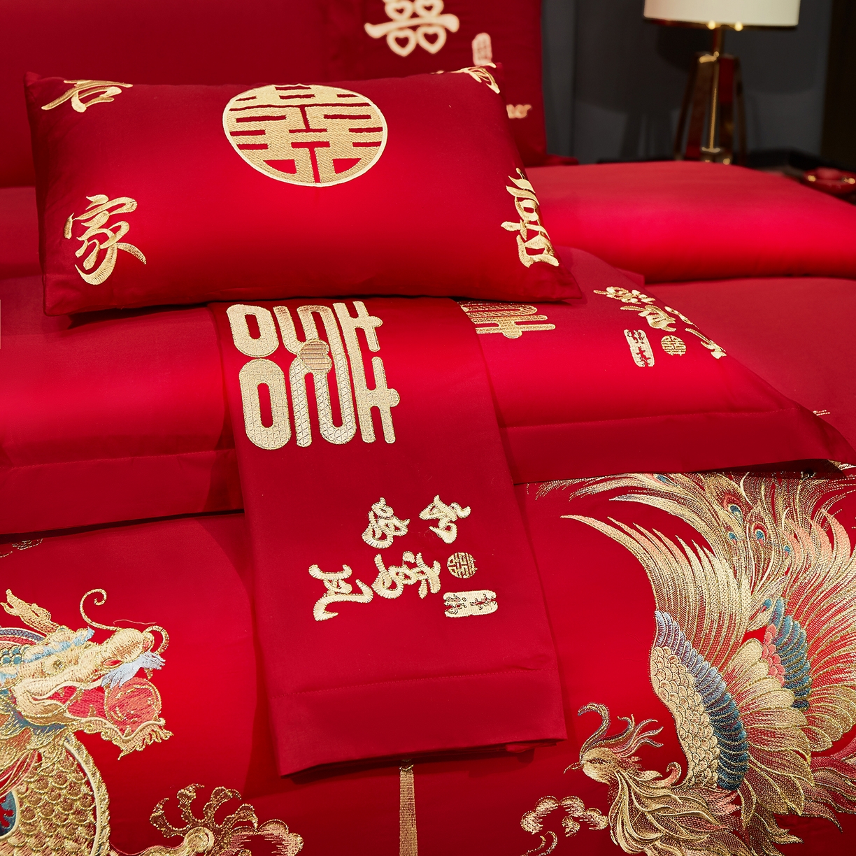 91家纺网 家纺一手货源 找家纺 浩情国际婚庆供货中心 2026新款100%全棉长绒棉纯棉婚庆四件套结婚刺绣六件套多件套长期供货 龙凤囍事