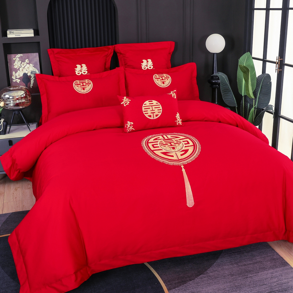 91家纺网 家纺一手货源 找家纺 浩情国际婚庆供货中心 2026新款100%全棉长绒棉纯棉婚庆四件套结婚刺绣六件套多件套长期供货 皇家婚礼-金