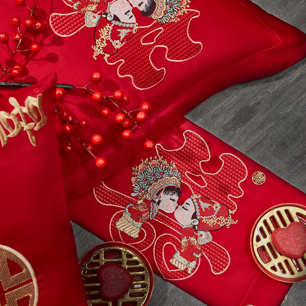 91家纺网 家纺一手货源 找家纺 浩情国际婚庆供货中心 2026新款100%全棉长绒棉纯棉婚庆四件套结婚刺绣六件套多件套长期供货 相亲相爱